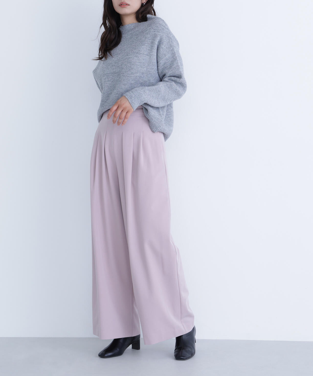 ウエストラインタックワイドパンツ