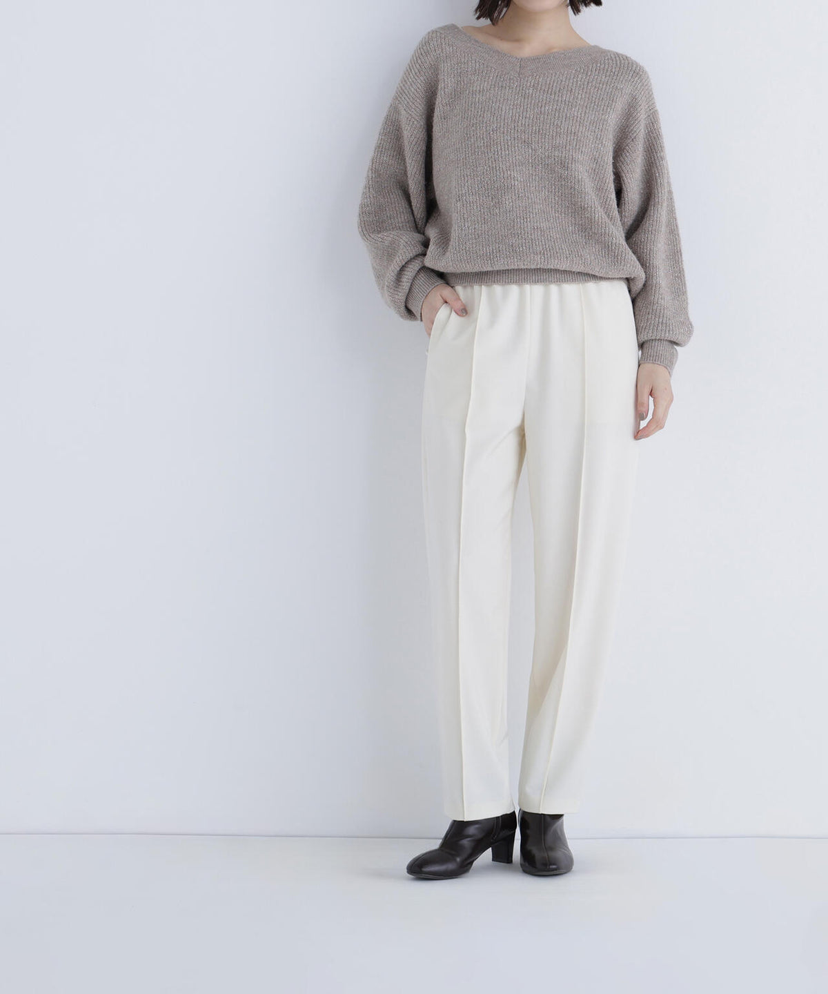 裏起毛イージーテーパードパンツ