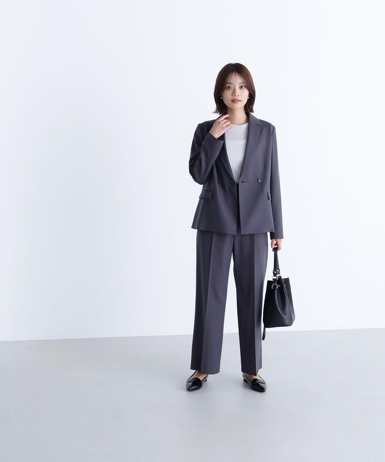 パウダリーツイルセットアップシリーズ ワイドストレートパンツ