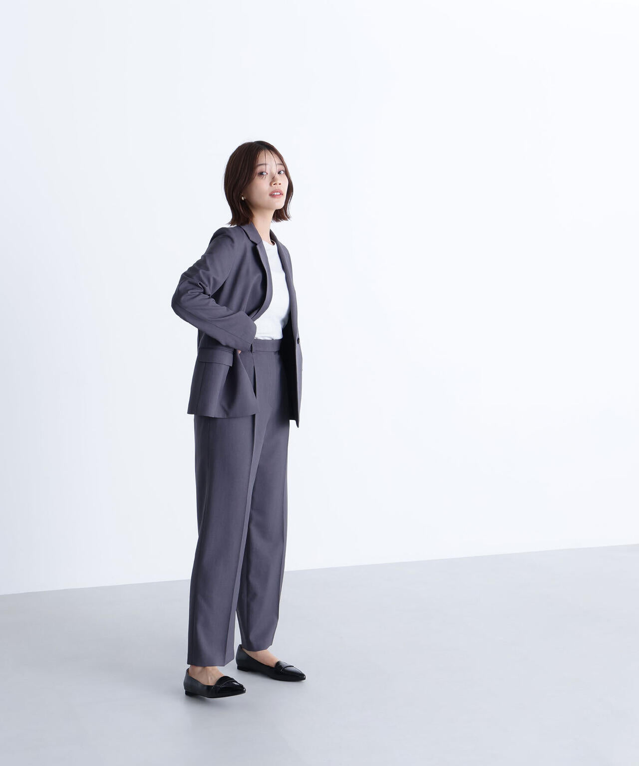 パウダリーツイルセットアップシリーズ ワイドストレートパンツ