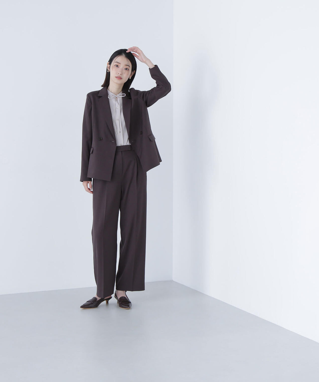 パウダリーツイルセットアップシリーズ ワイドストレートパンツ