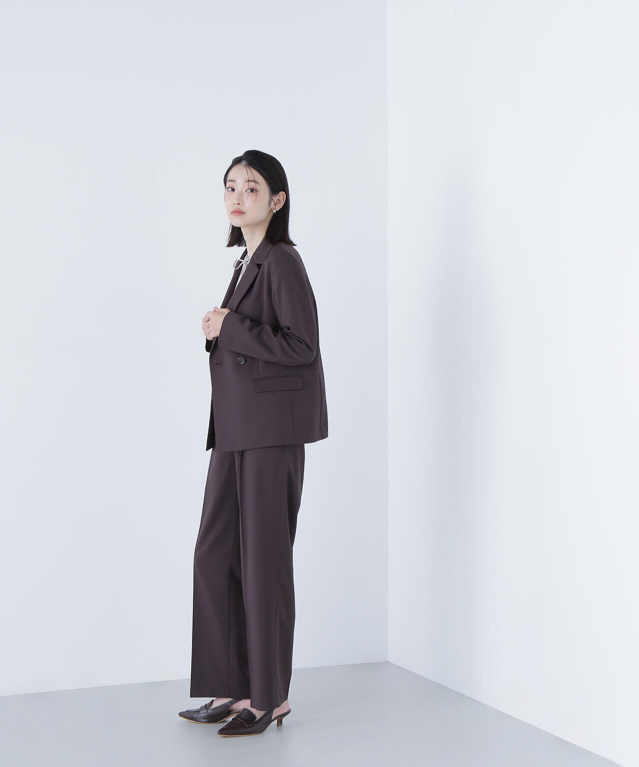 パウダリーツイルセットアップシリーズ ワイドストレートパンツ