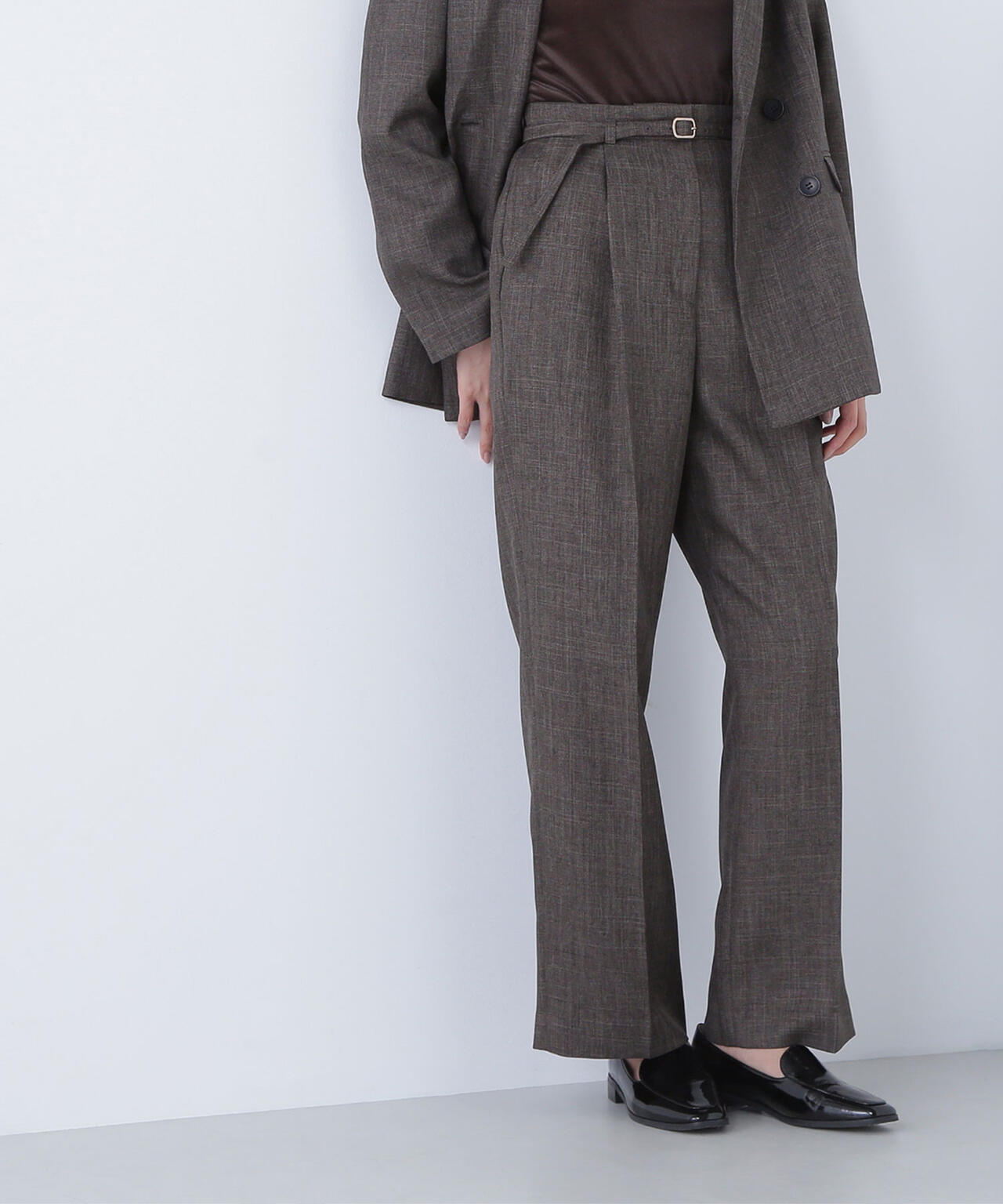 シャークスキン SETUPストレートテーパードパンツ