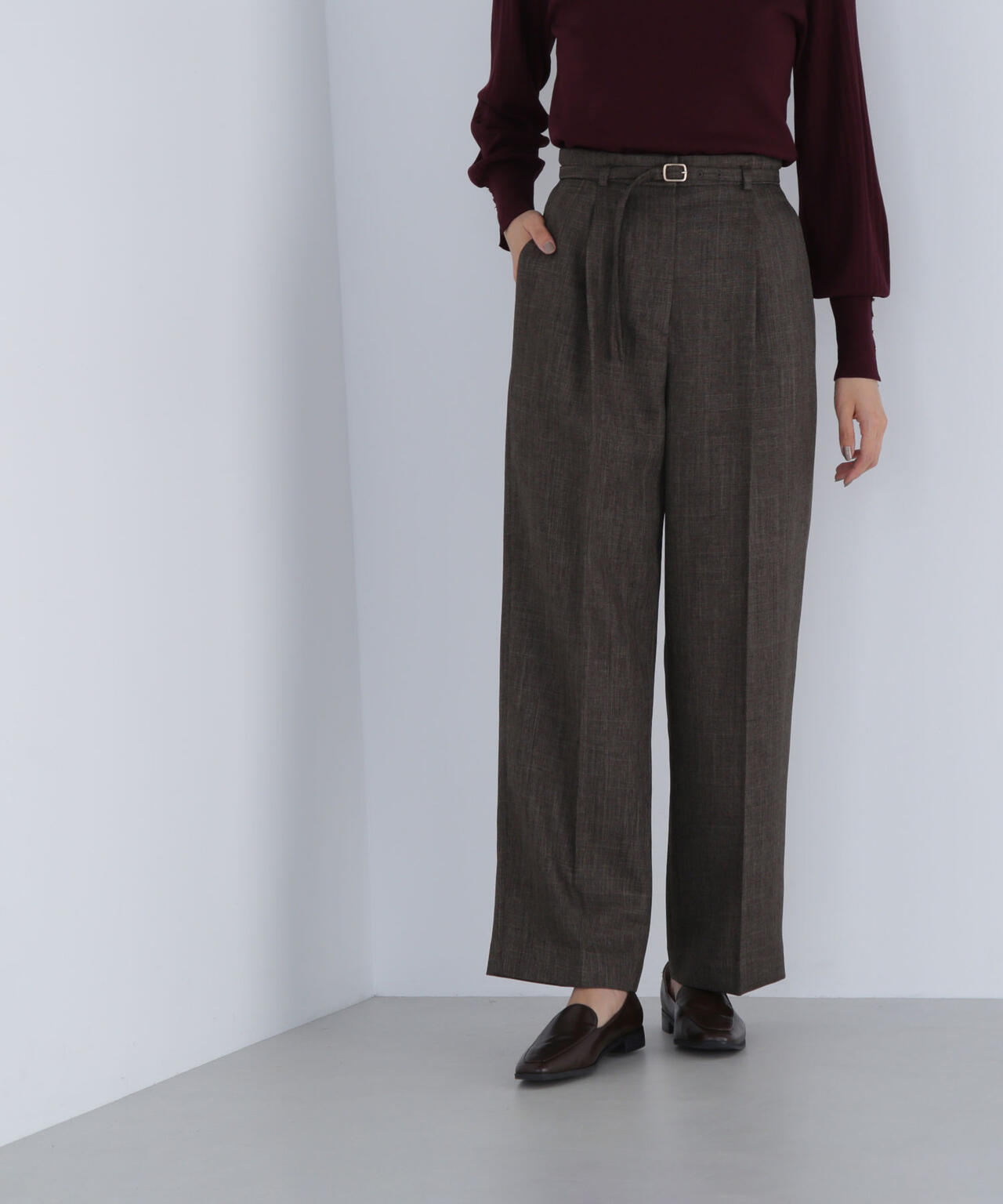 シャークスキン SETUPストレートテーパードパンツ