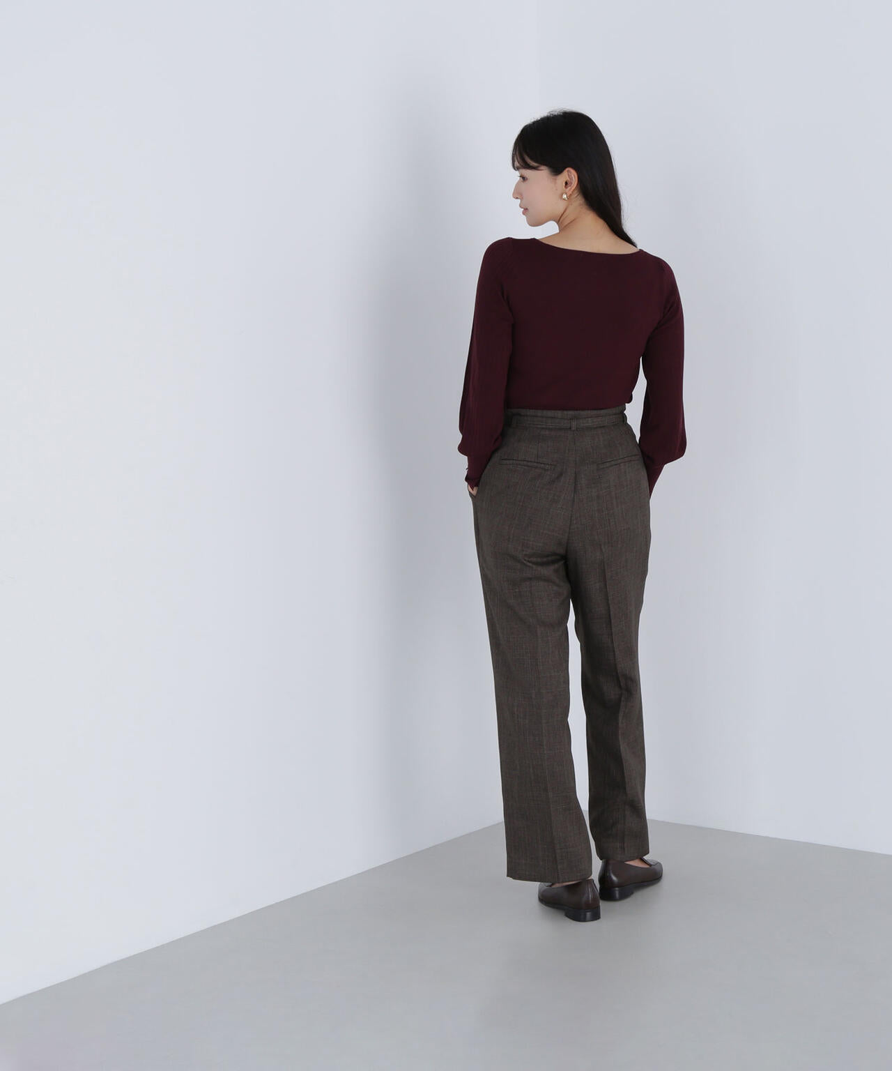 シャークスキン SETUPストレートテーパードパンツ