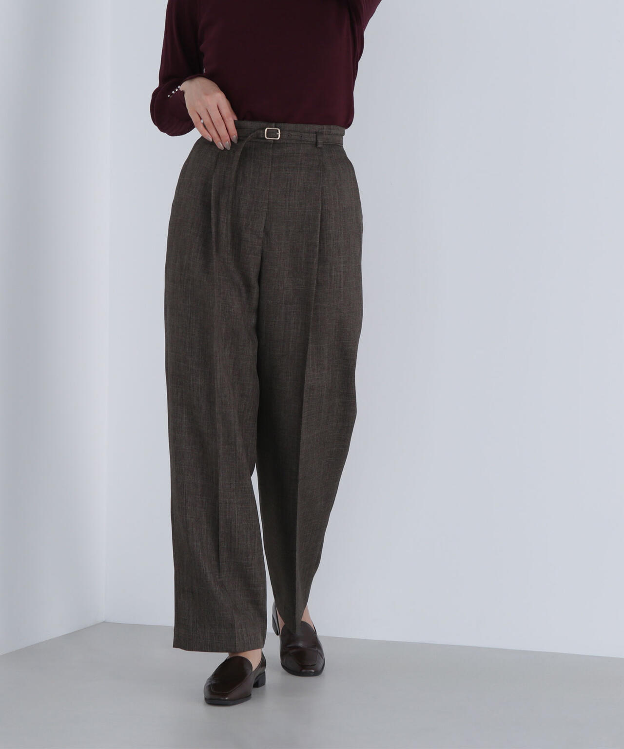 シャークスキン SETUPストレートテーパードパンツ