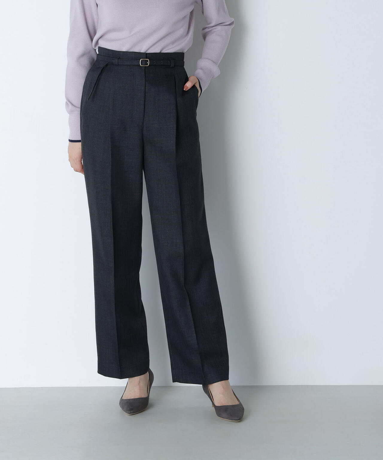 シャークスキン SETUPストレートテーパードパンツ