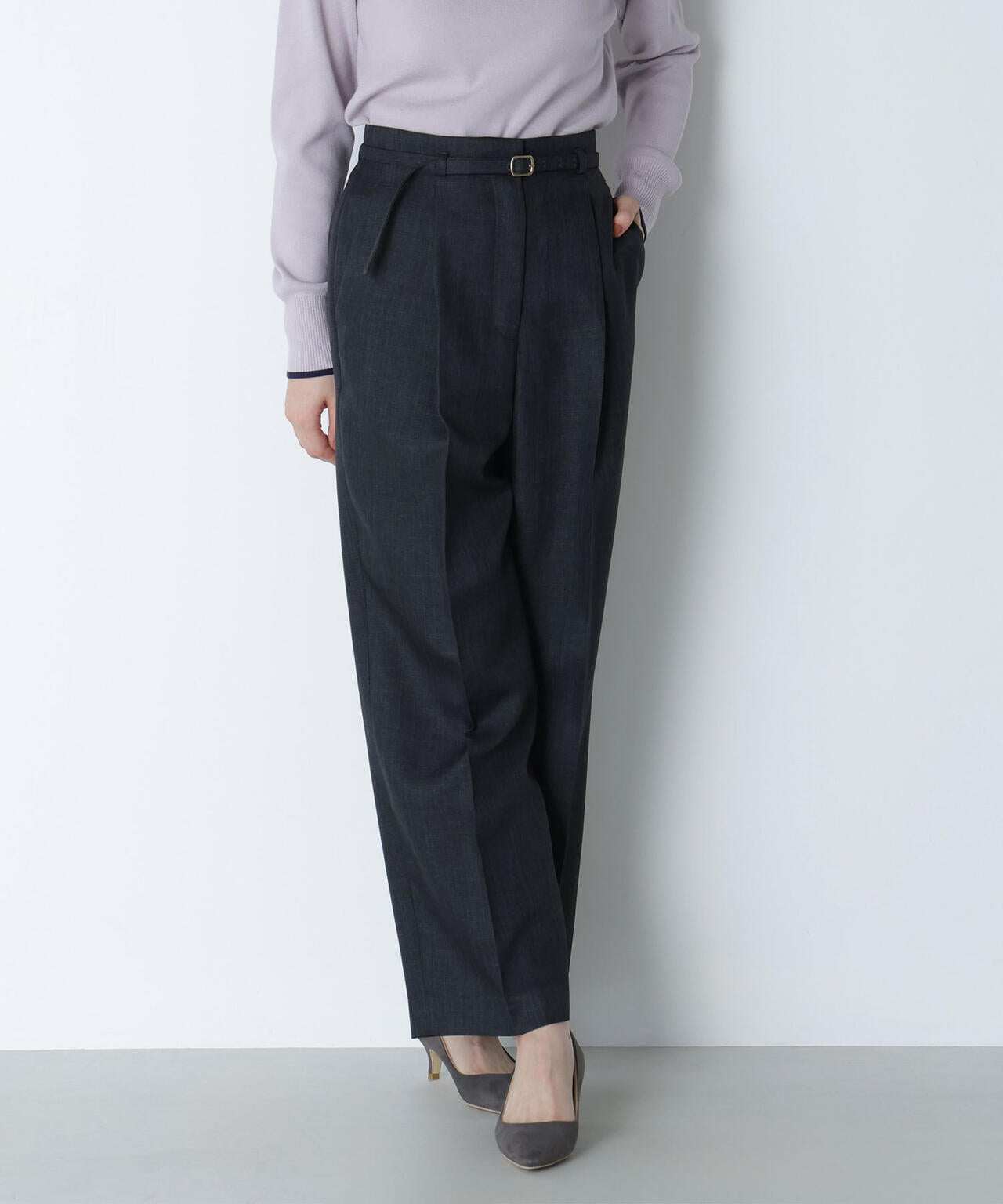 シャークスキン SETUPストレートテーパードパンツ