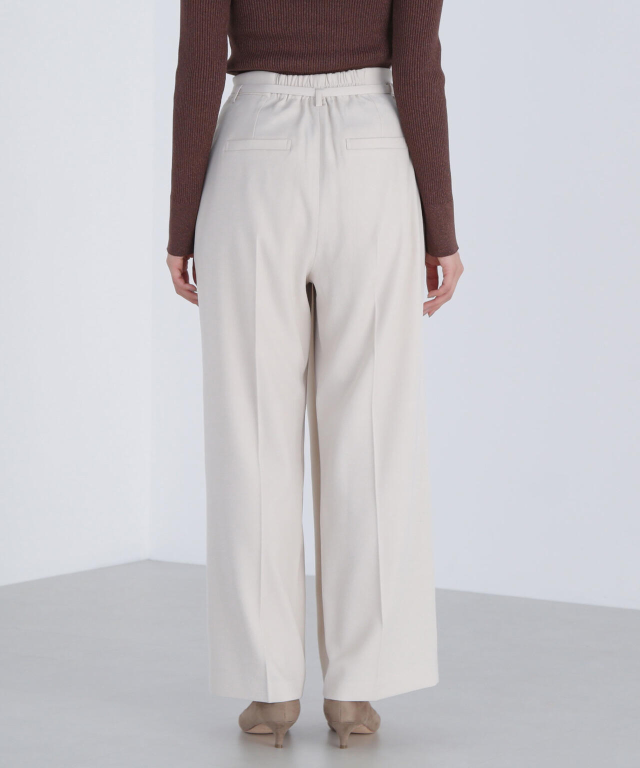 ハイウエストラップワイドパンツ