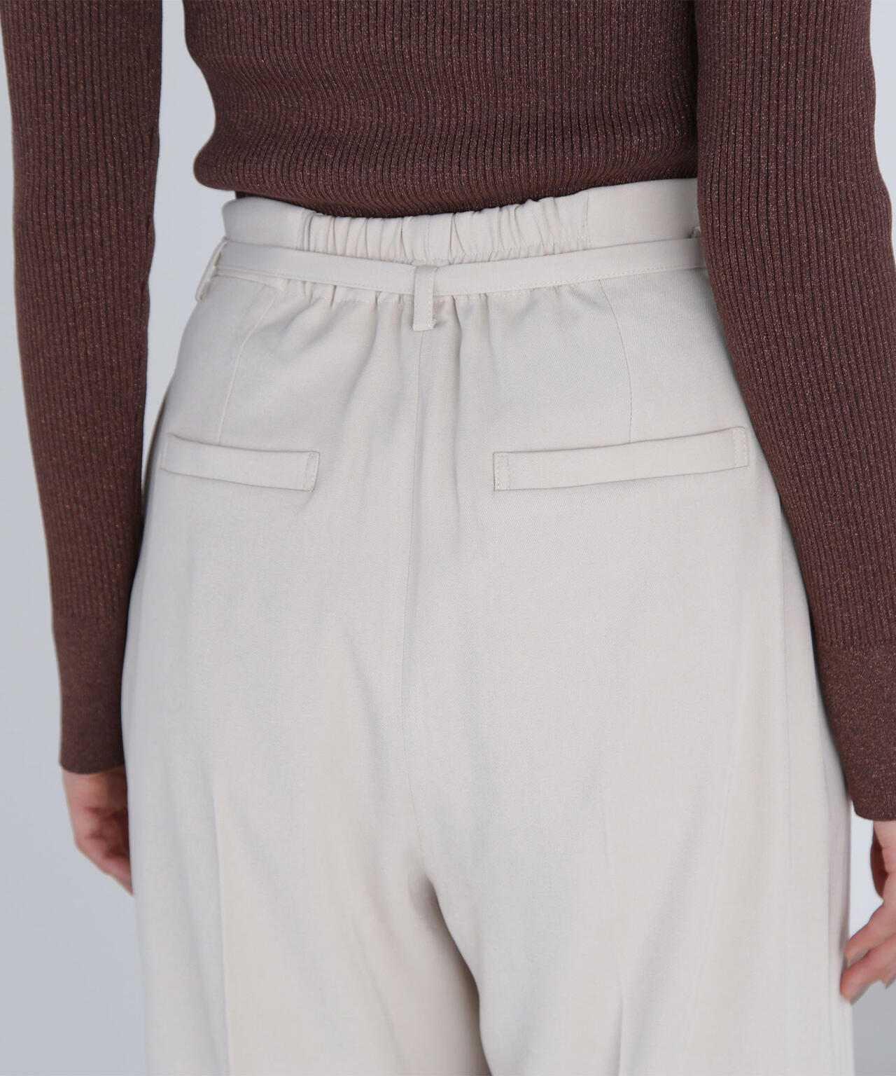 ハイウエストラップワイドパンツ