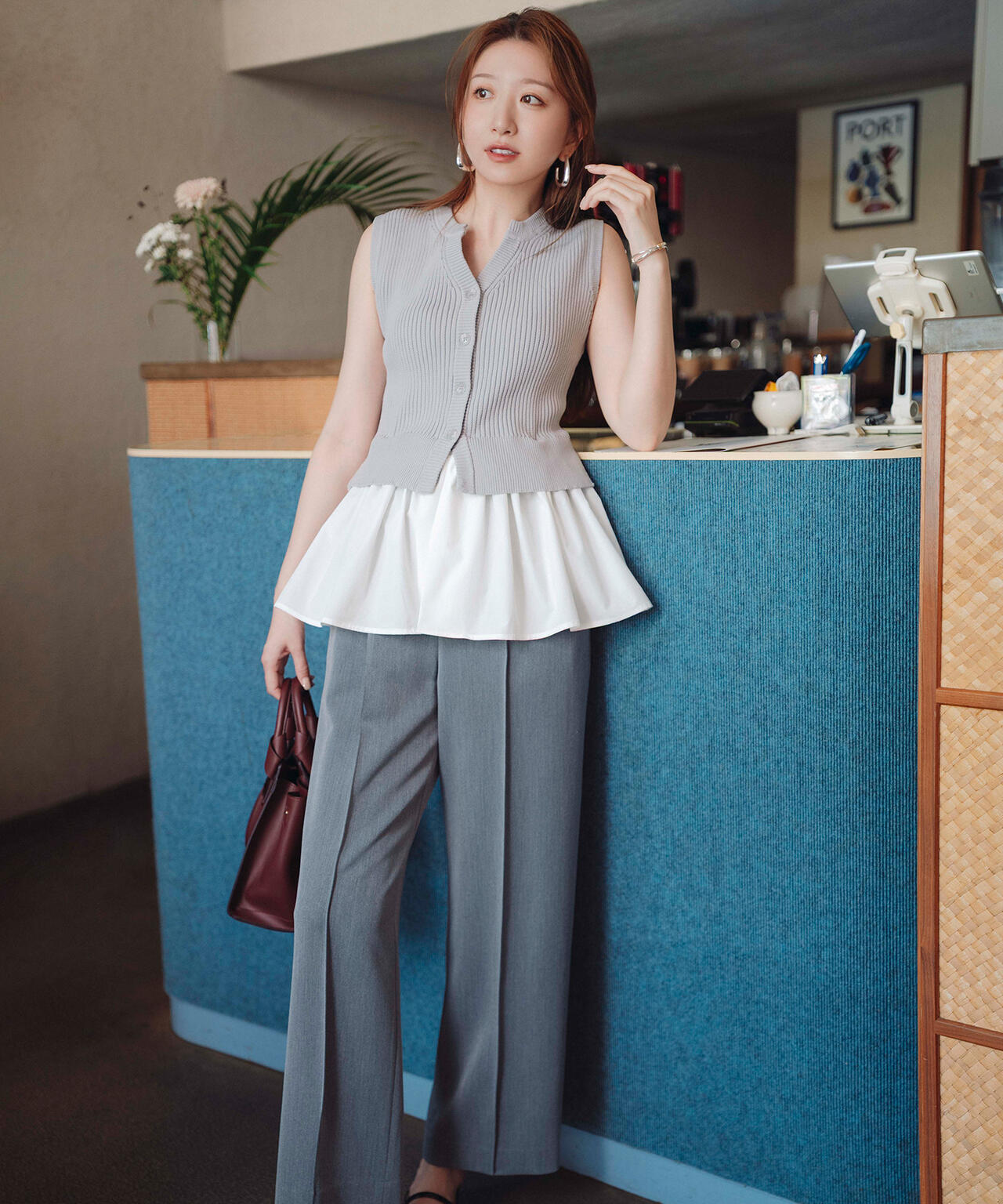 【Oggi掲載】コンパクトベスト セットアップ ワイドストレートパンツ