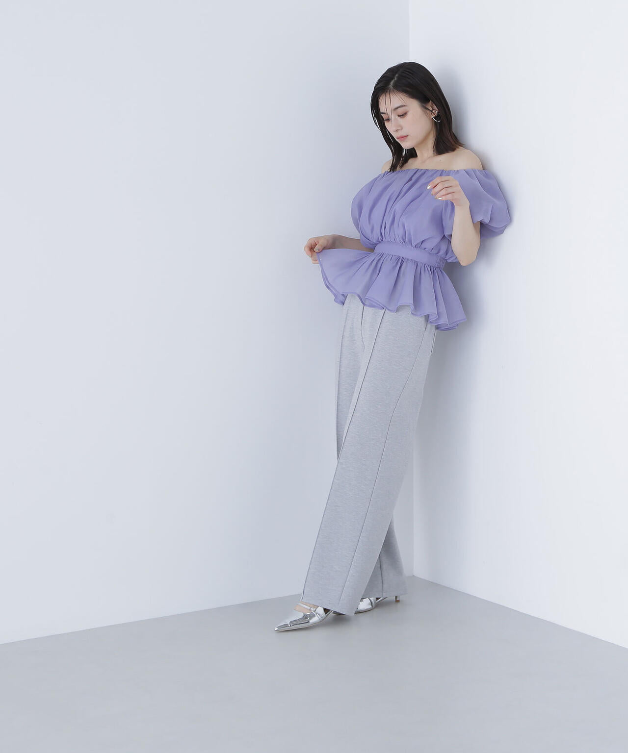 スムースストレートパンツ*