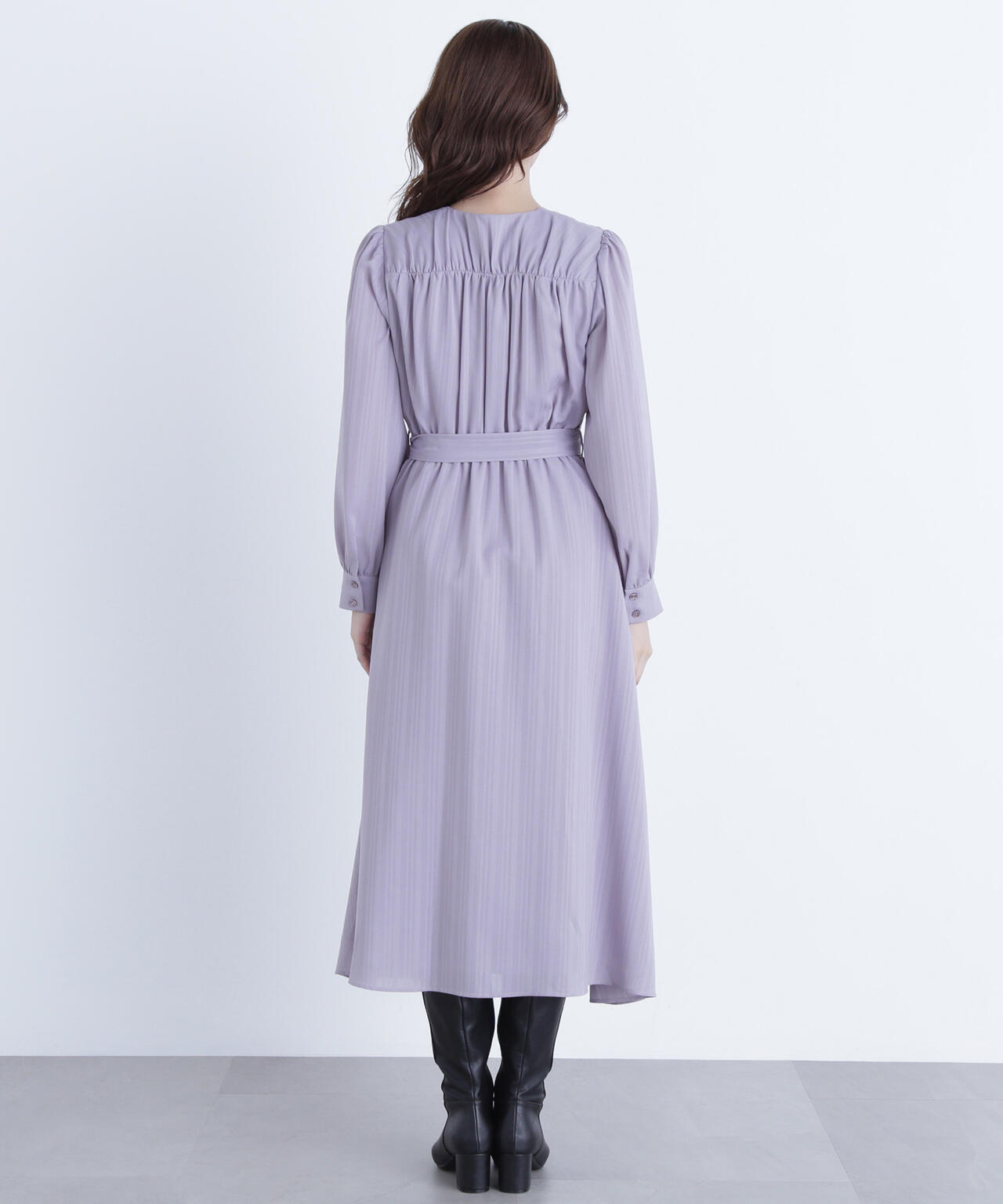 ベルテッドシャドーストライプワンピース