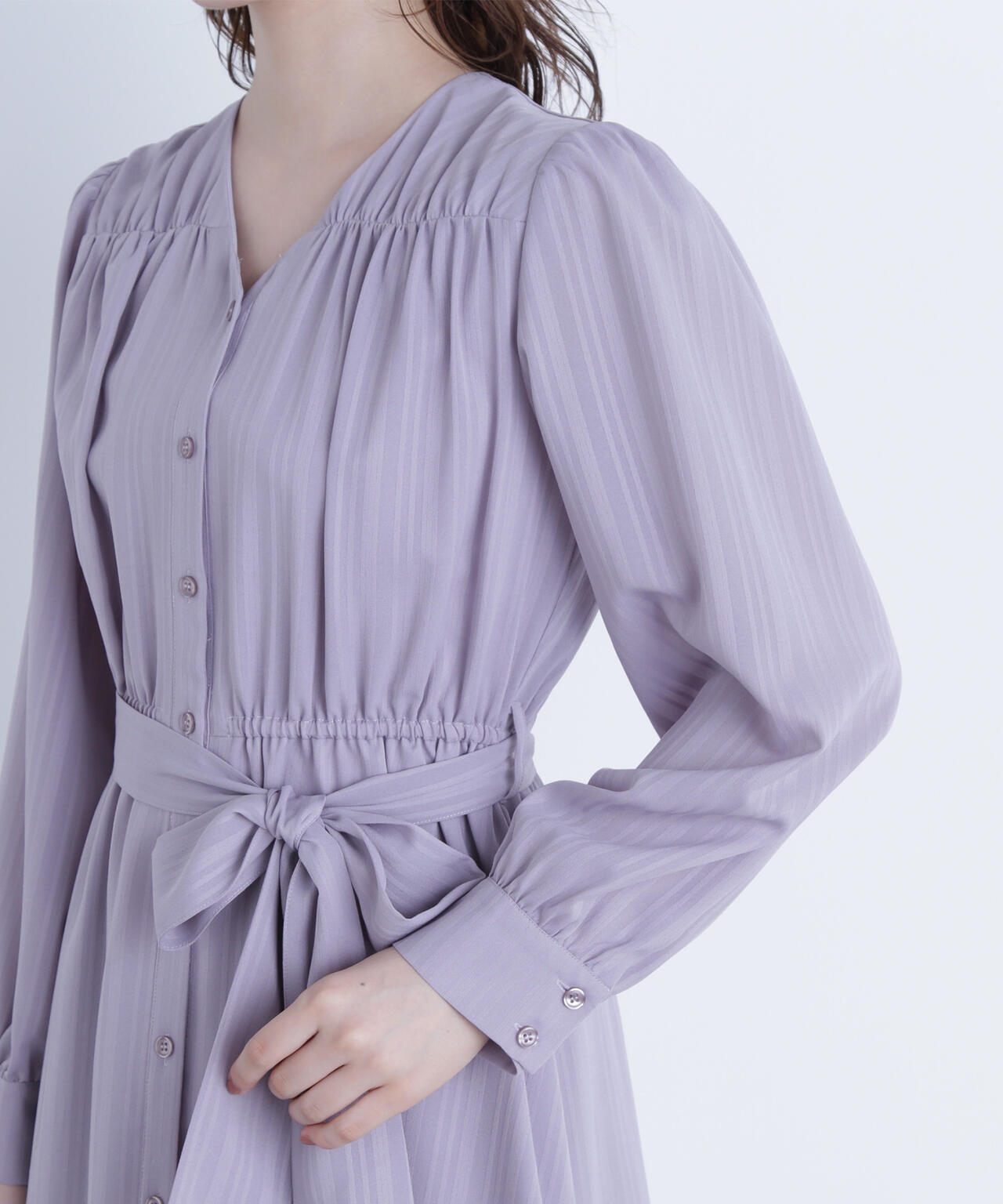 ベルテッドシャドーストライプワンピース