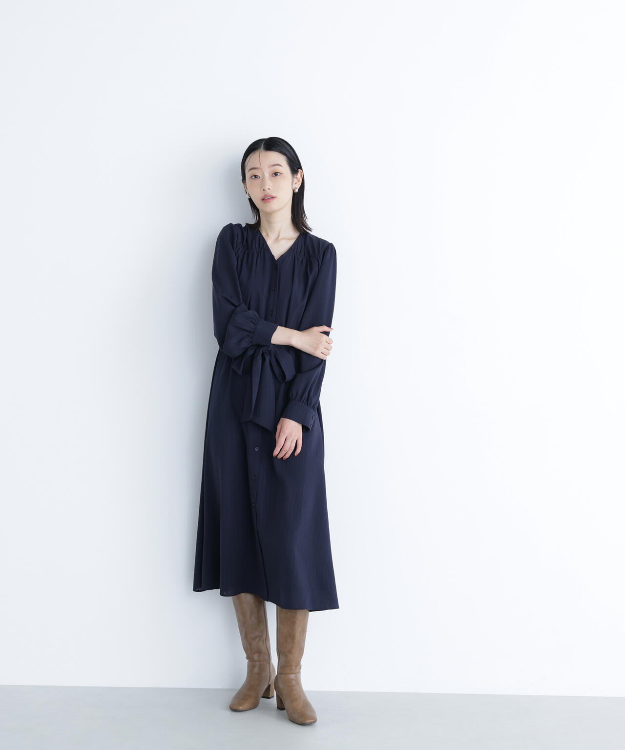 ベルテッドシャドーストライプワンピース