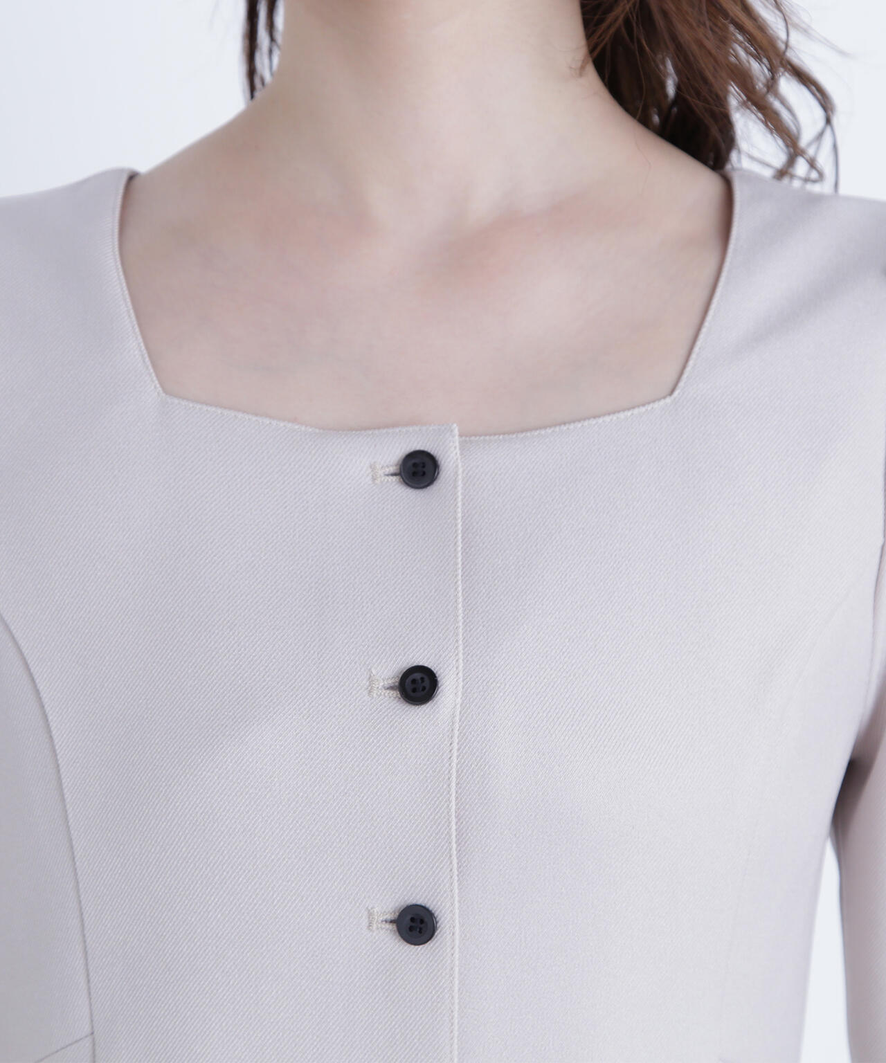 バイカラーボタンナローワンピース