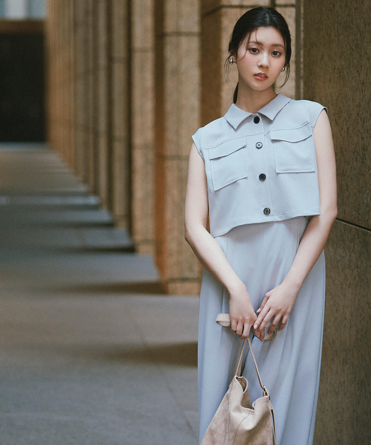 クロップドポケットシャツ&オールインワン