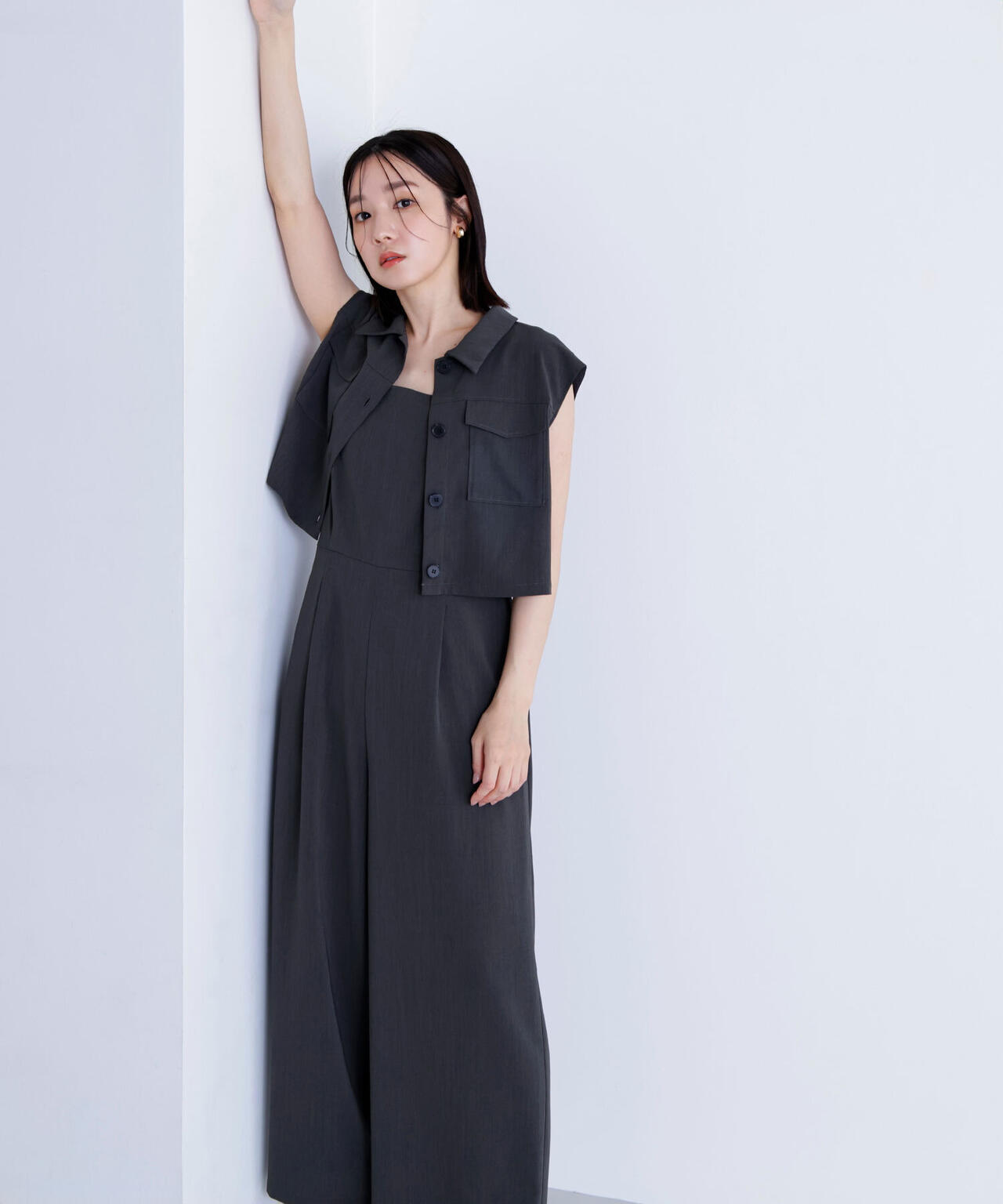 クロップドポケットシャツ&オールインワン