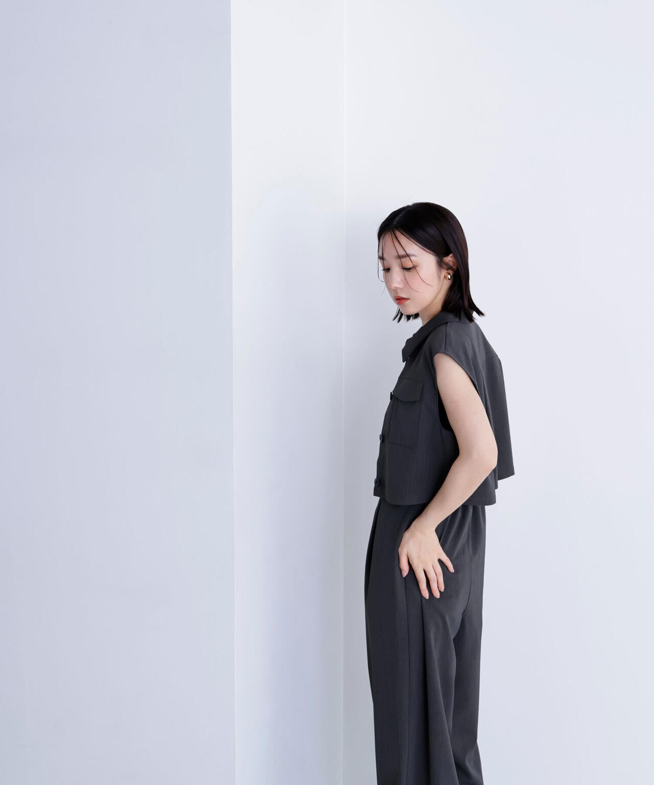 クロップドポケットシャツ&オールインワン