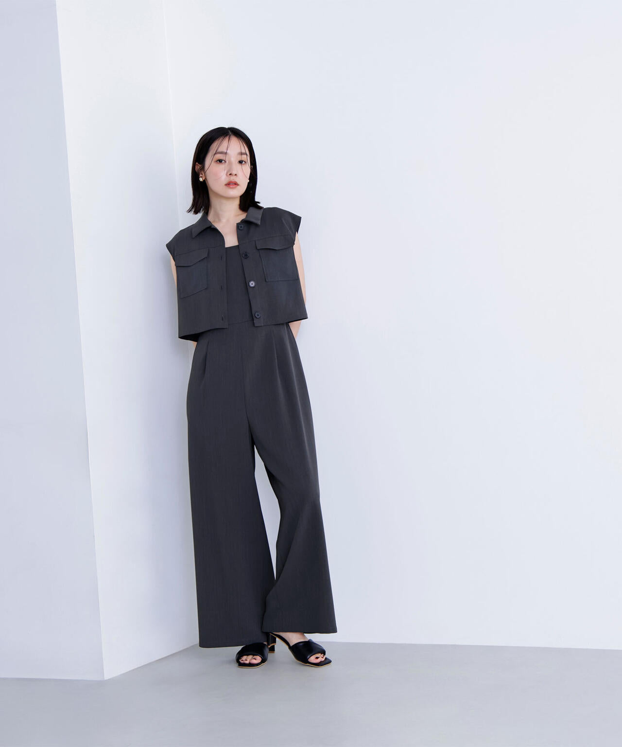 クロップドポケットシャツ&オールインワン