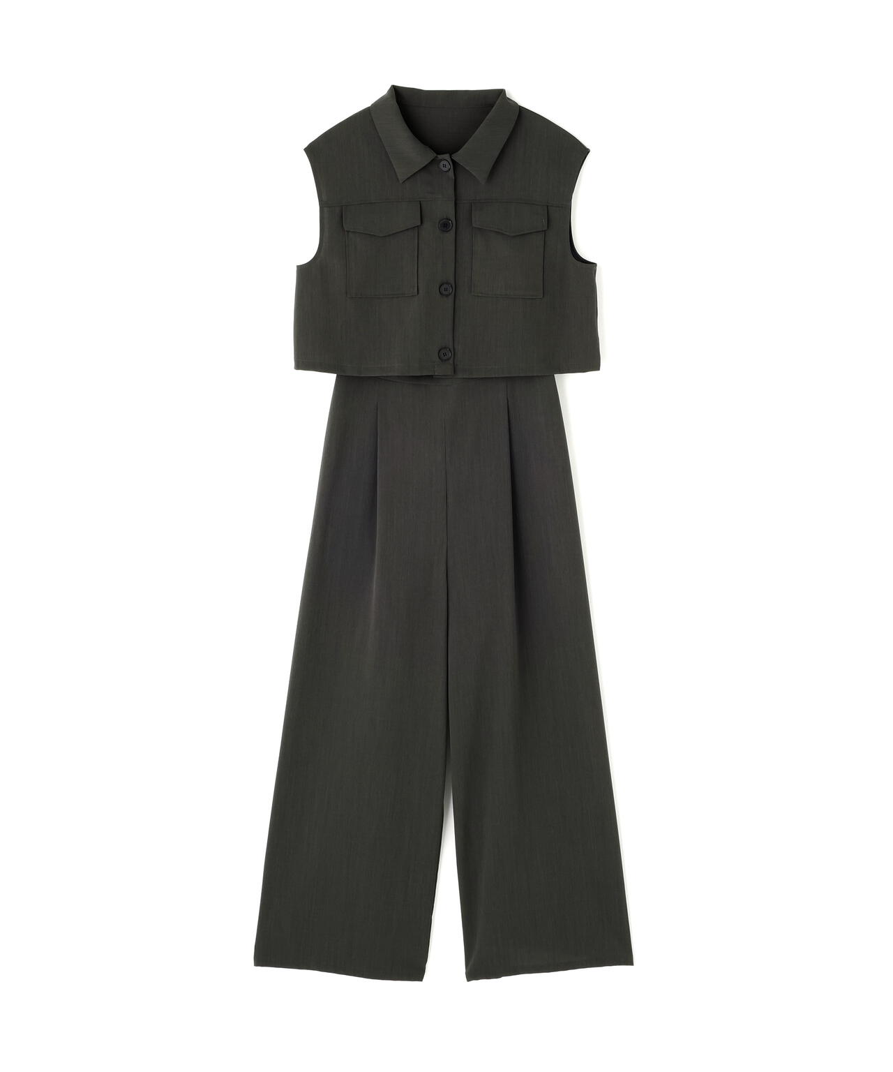 クロップドポケットシャツ&オールインワン