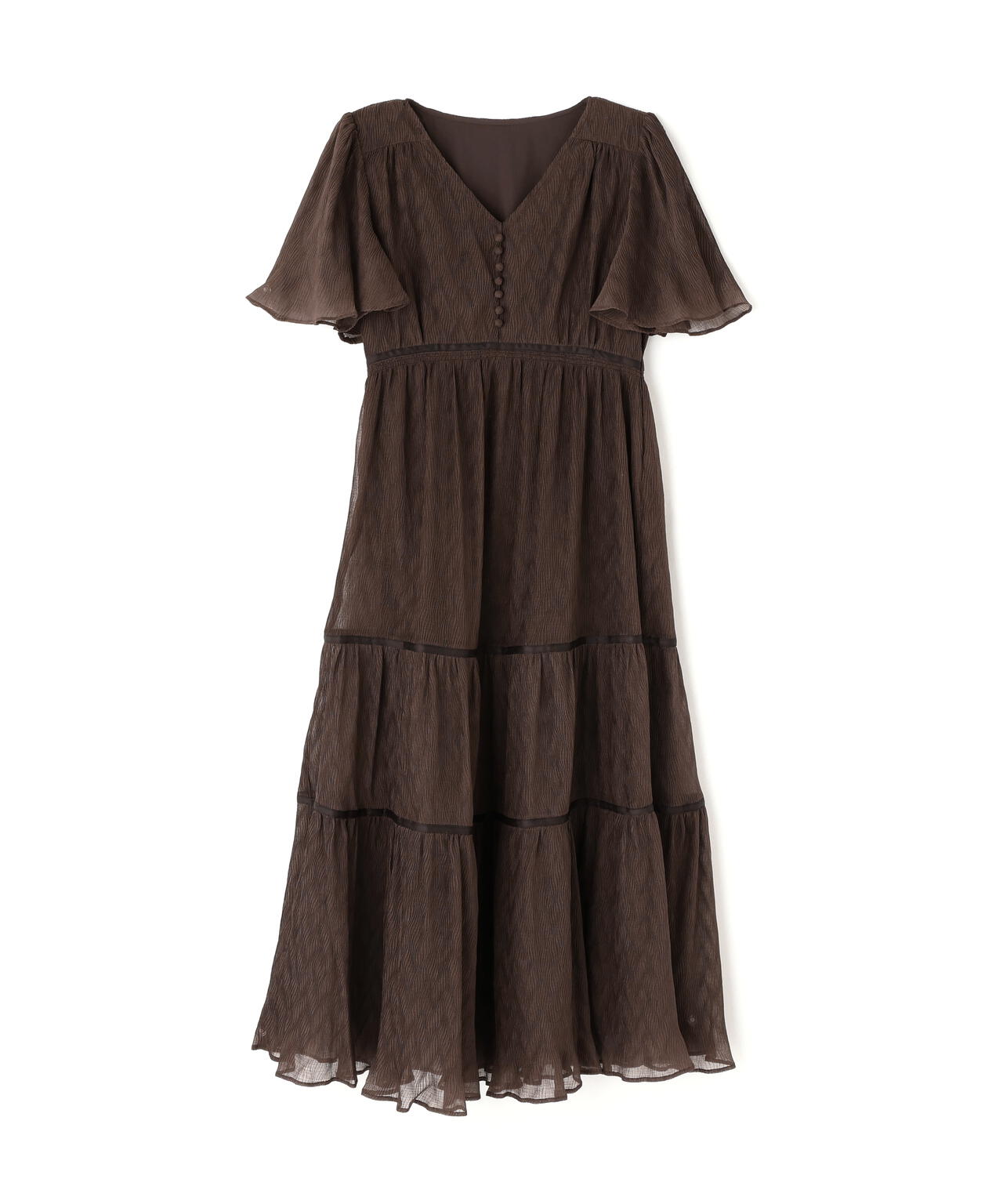 Vネックプリーツワンピース