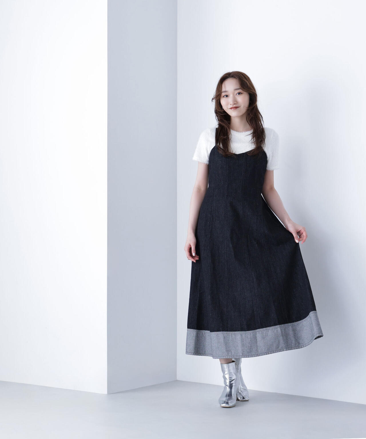 デニムフレアキャミワンピース