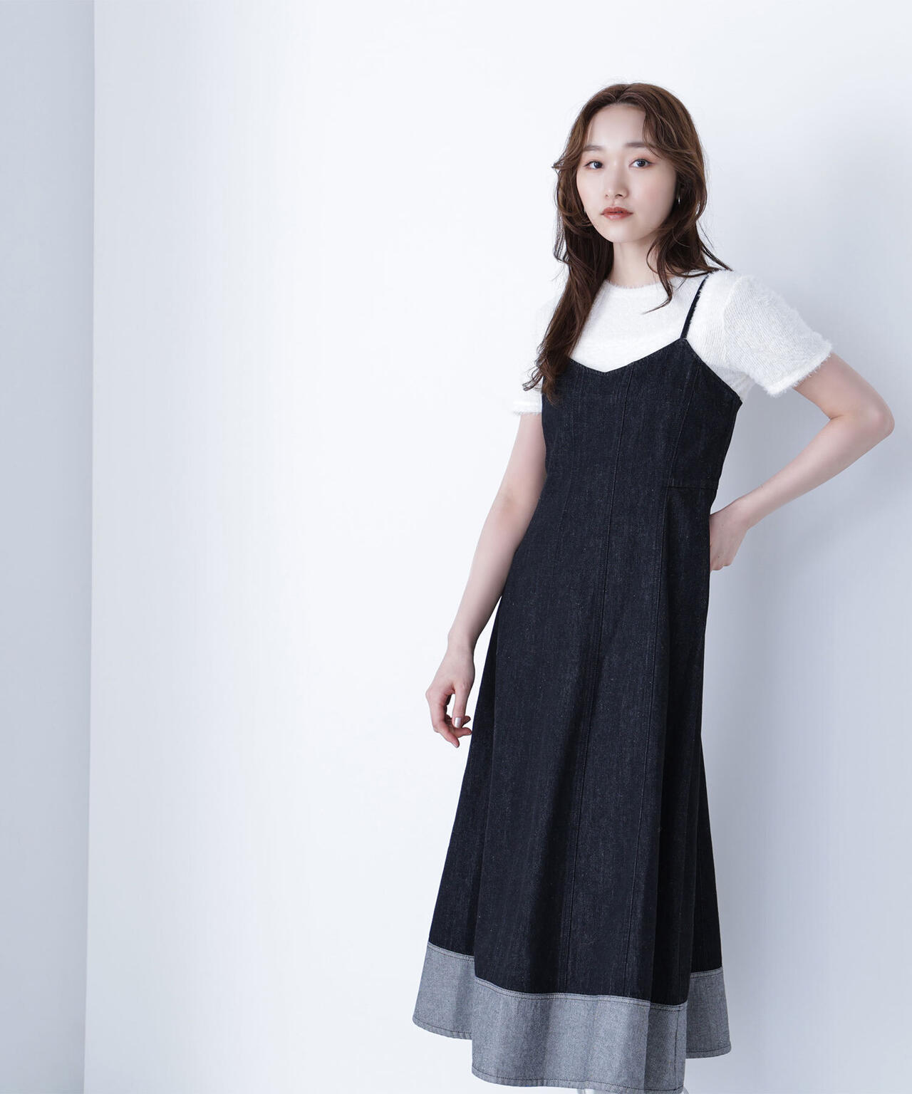 デニムフレアキャミワンピース