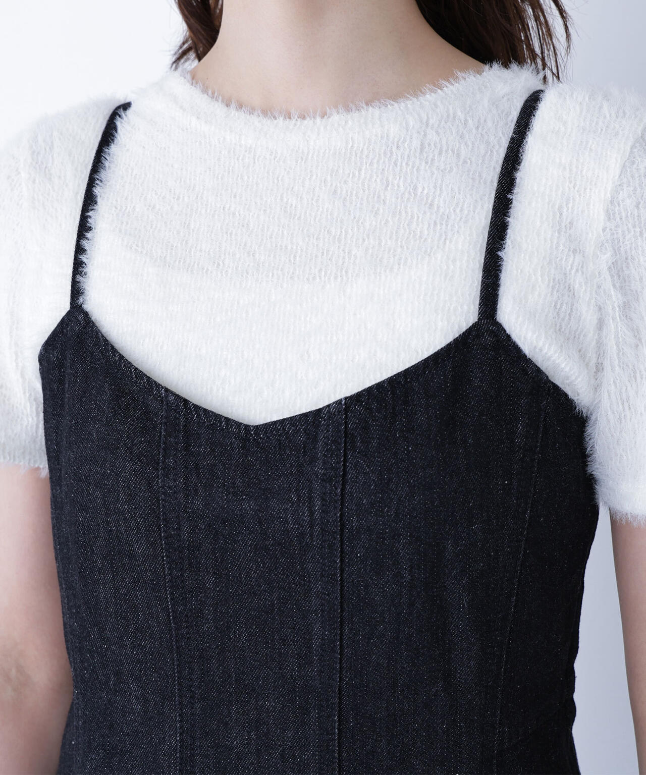 デニムフレアキャミワンピース