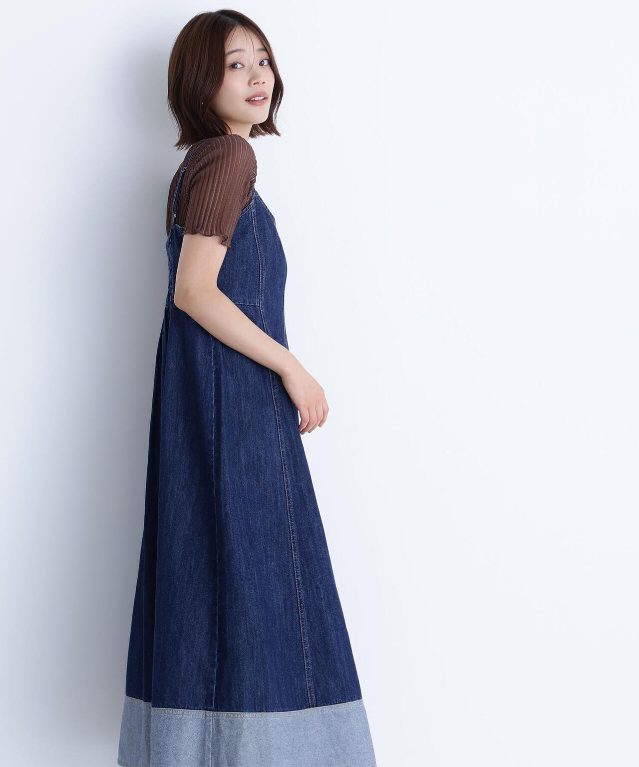 デニムフレアキャミワンピース