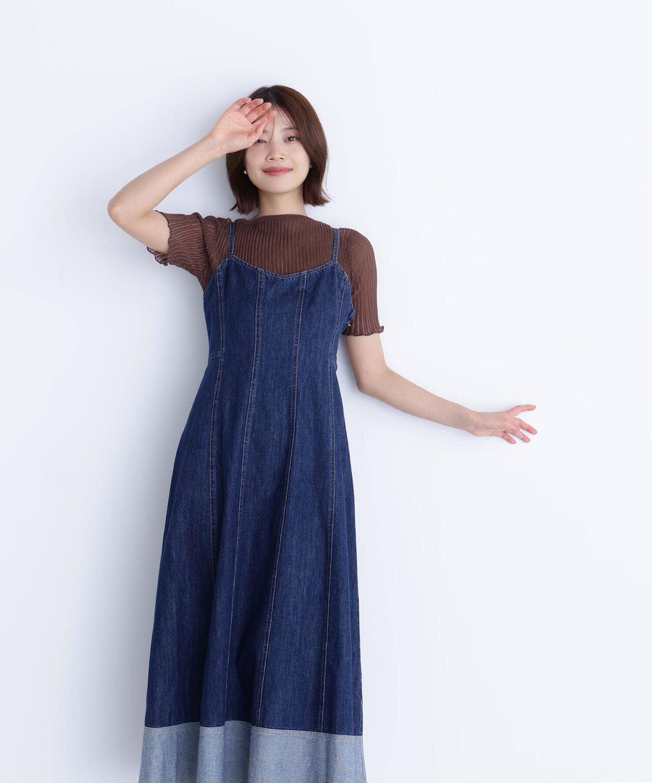 デニムフレアキャミワンピース