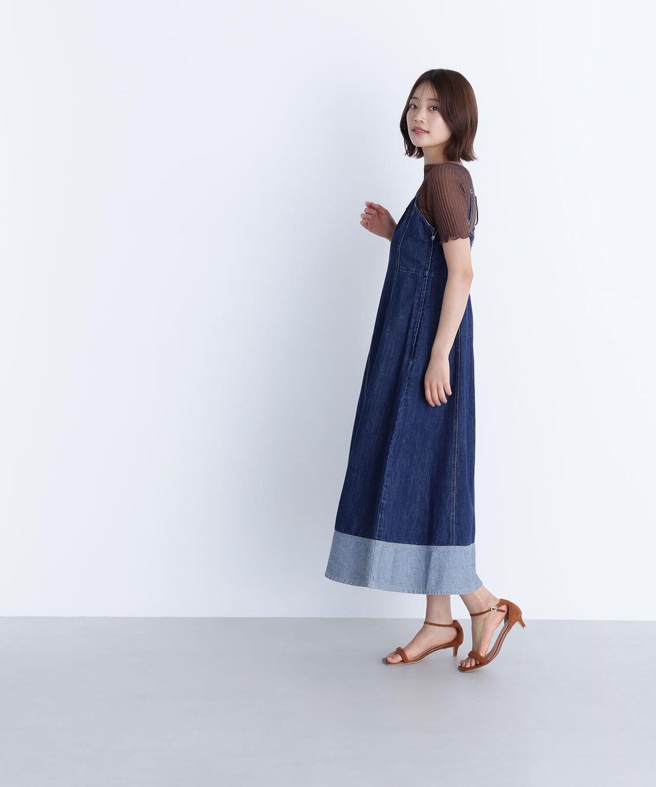 デニムフレアキャミワンピース