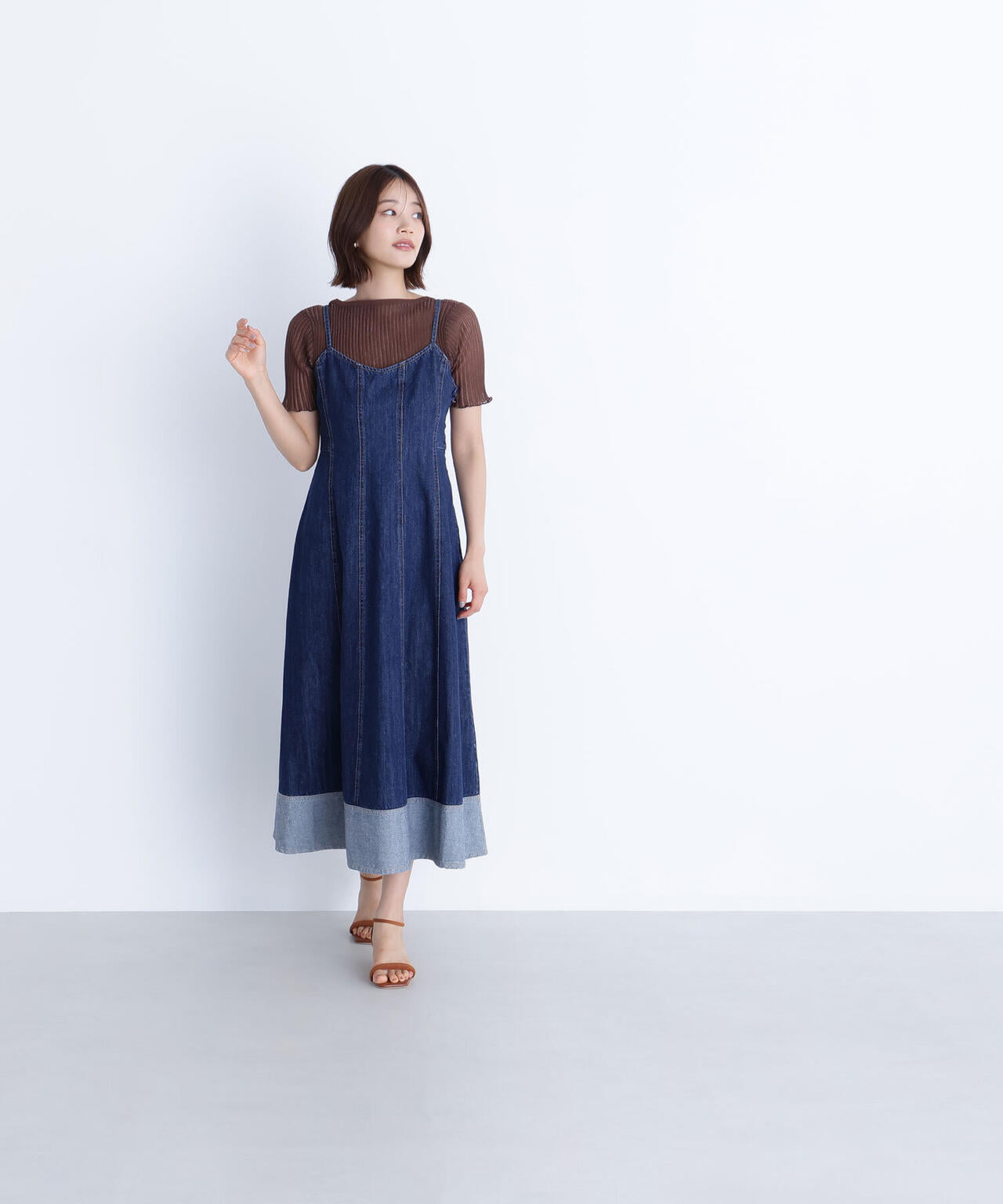 デニムフレアキャミワンピース