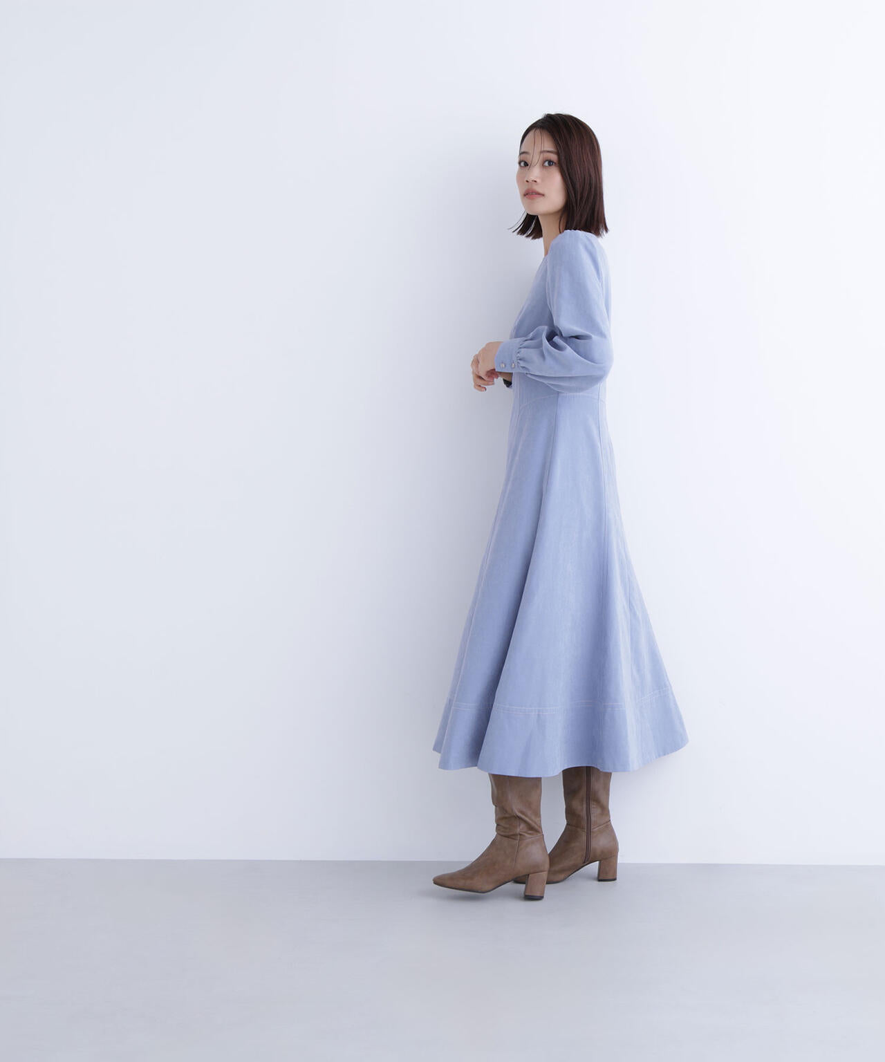 バイカラーステッチワンピース