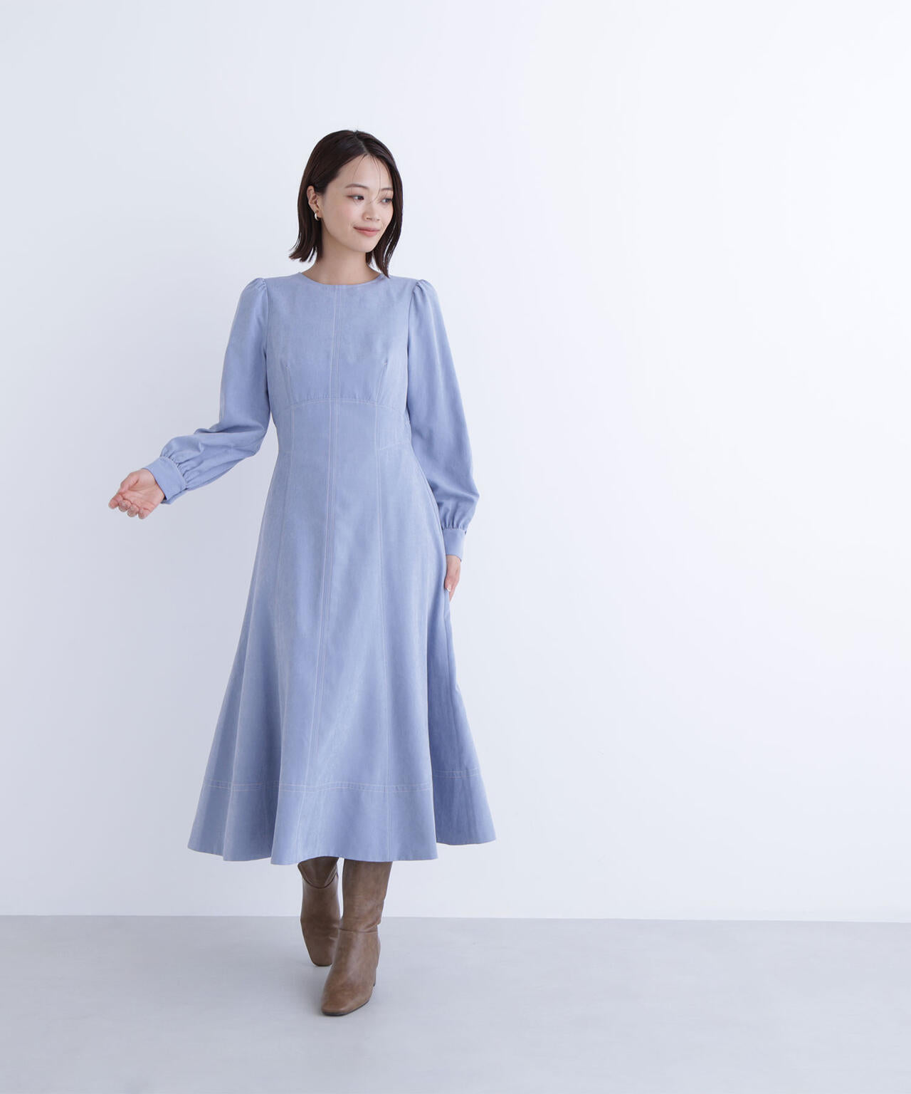 バイカラーステッチワンピース