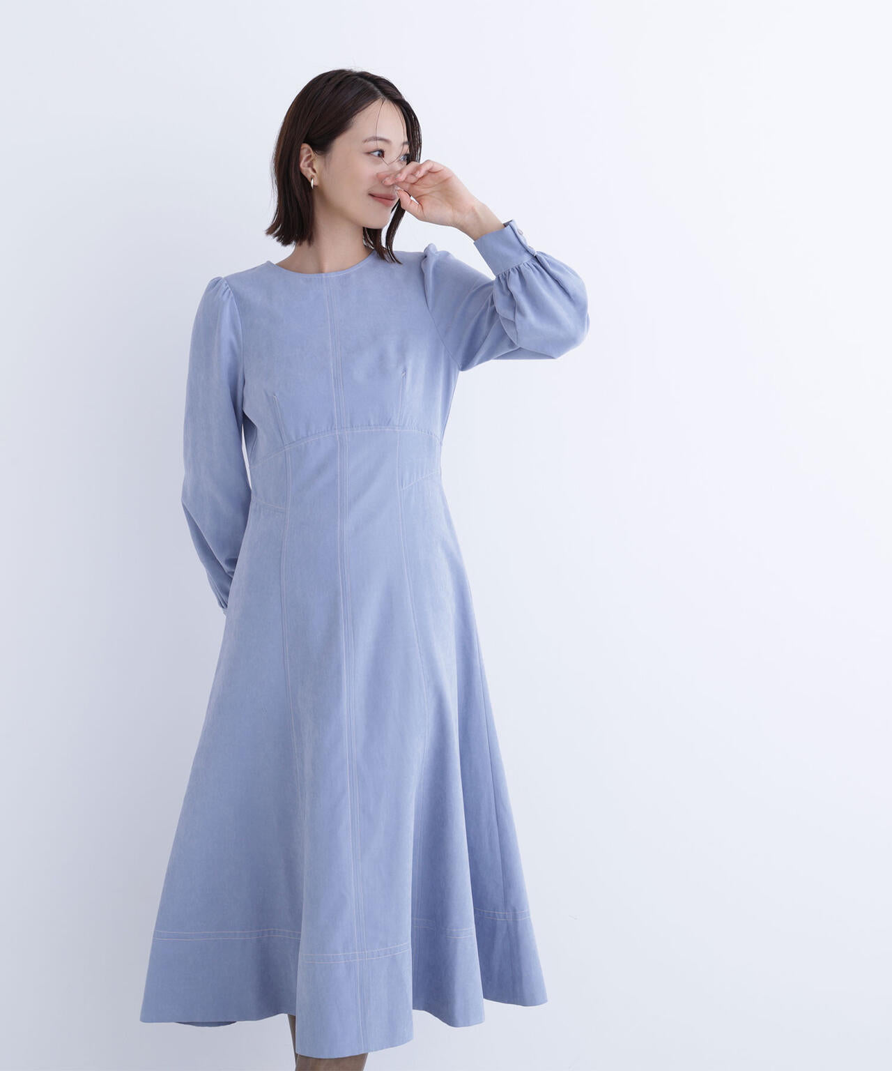 バイカラーステッチワンピース