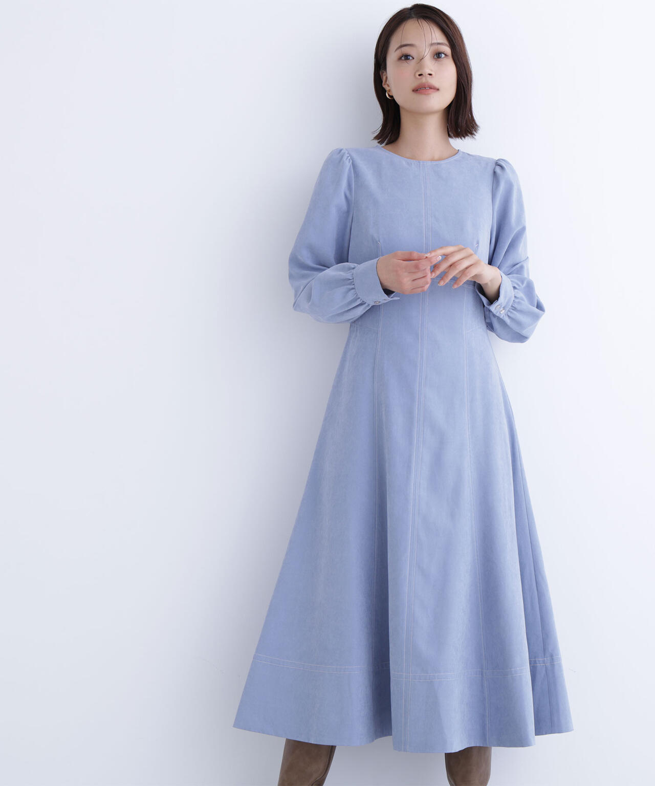 バイカラーステッチワンピース