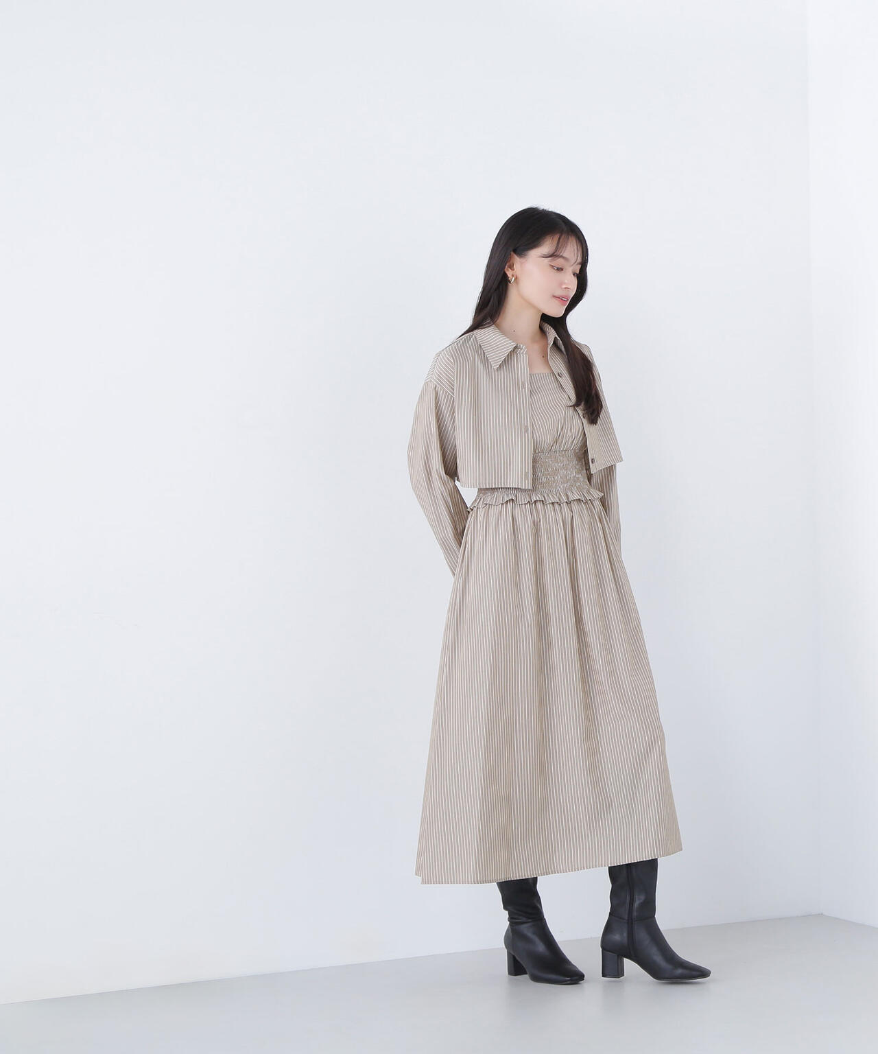 レイヤードマルチストライプワンピース