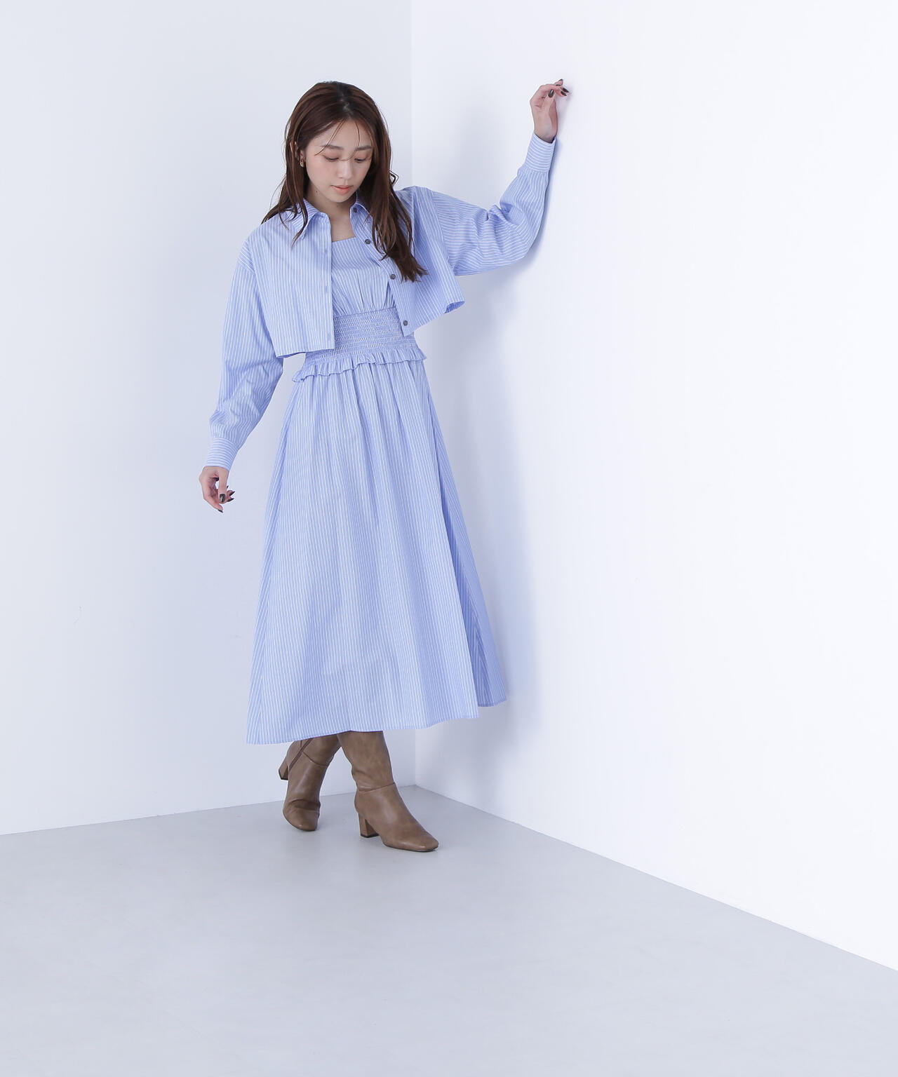 レイヤードマルチストライプワンピース