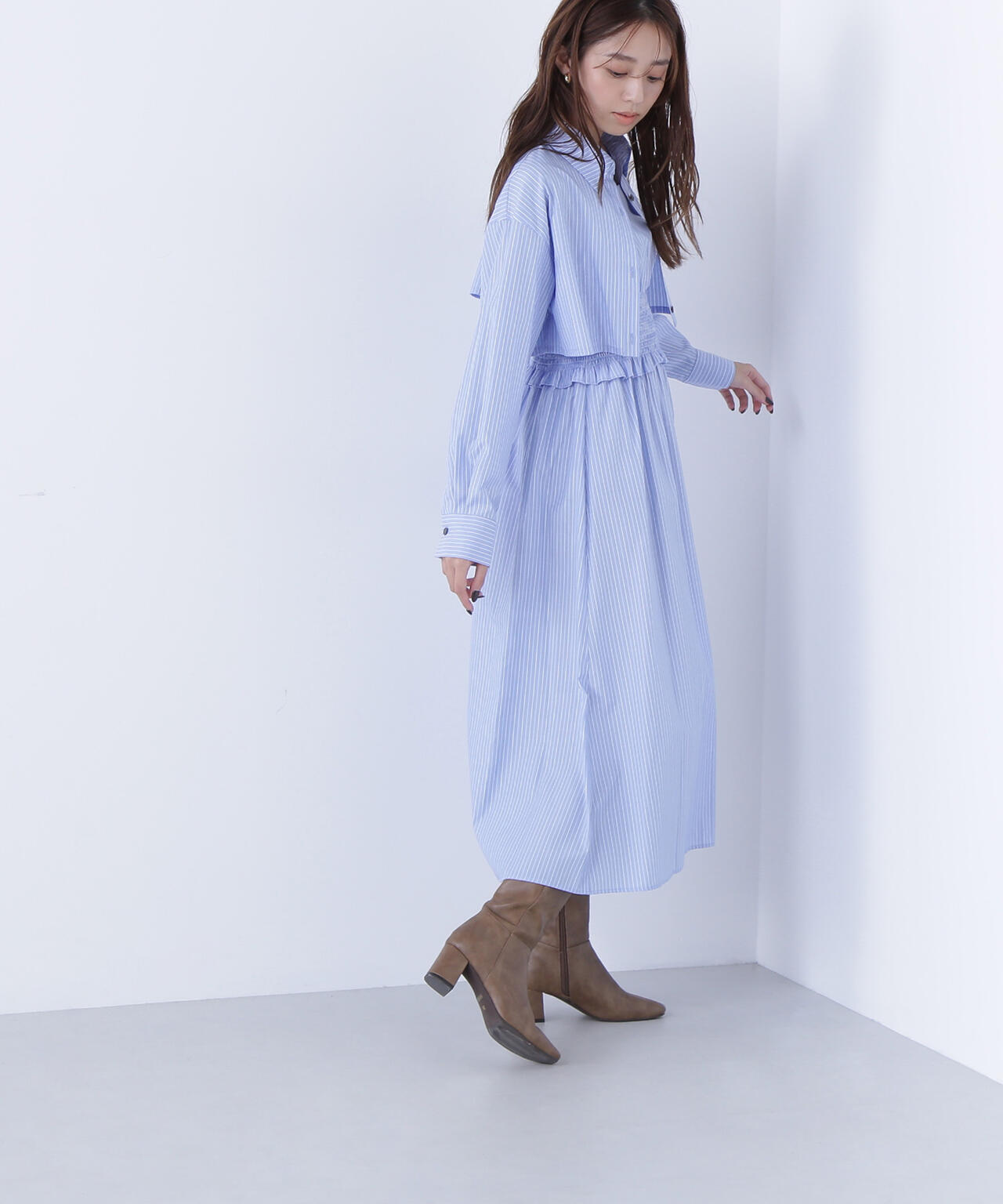 レイヤードマルチストライプワンピース