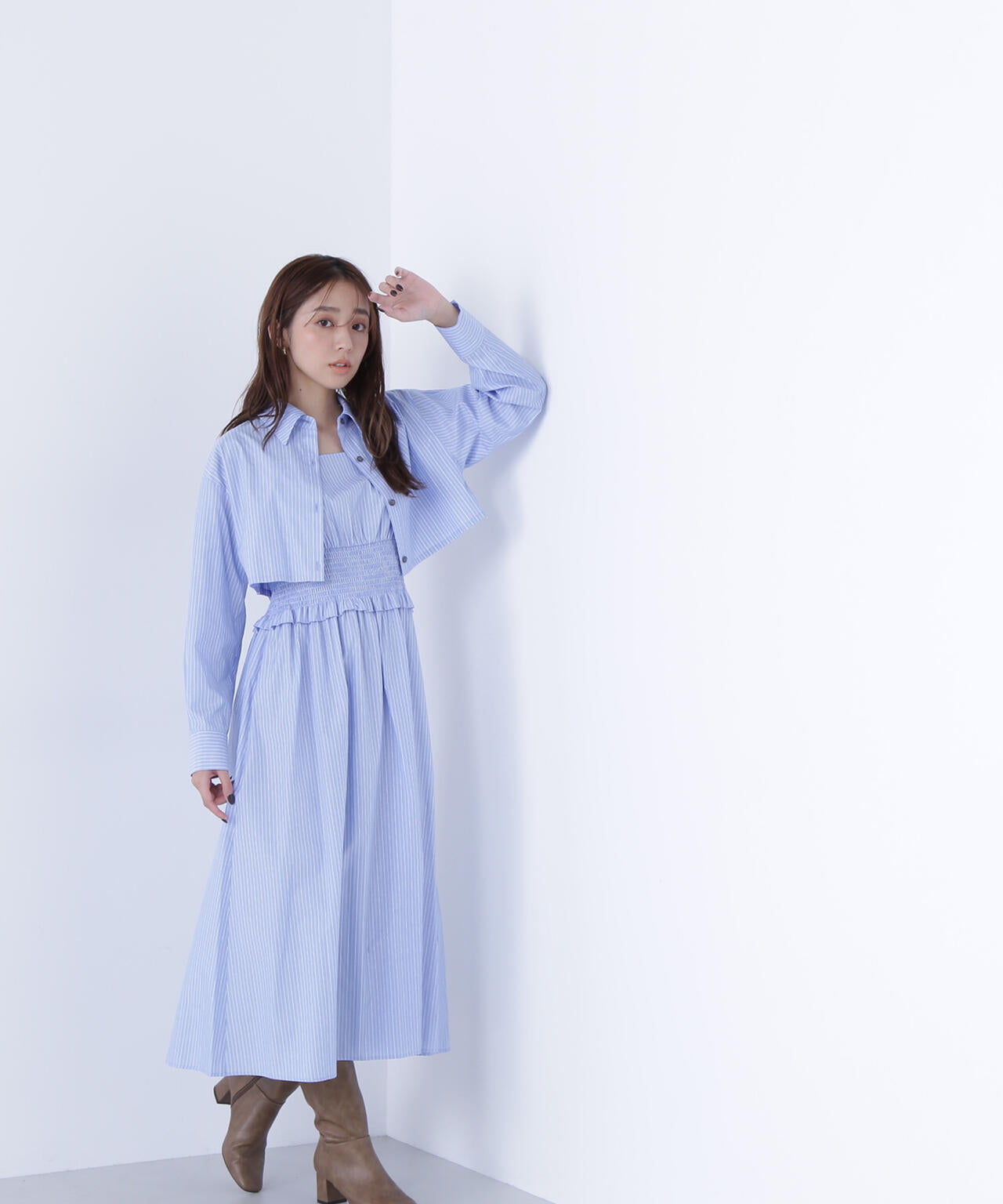 レイヤードマルチストライプワンピース