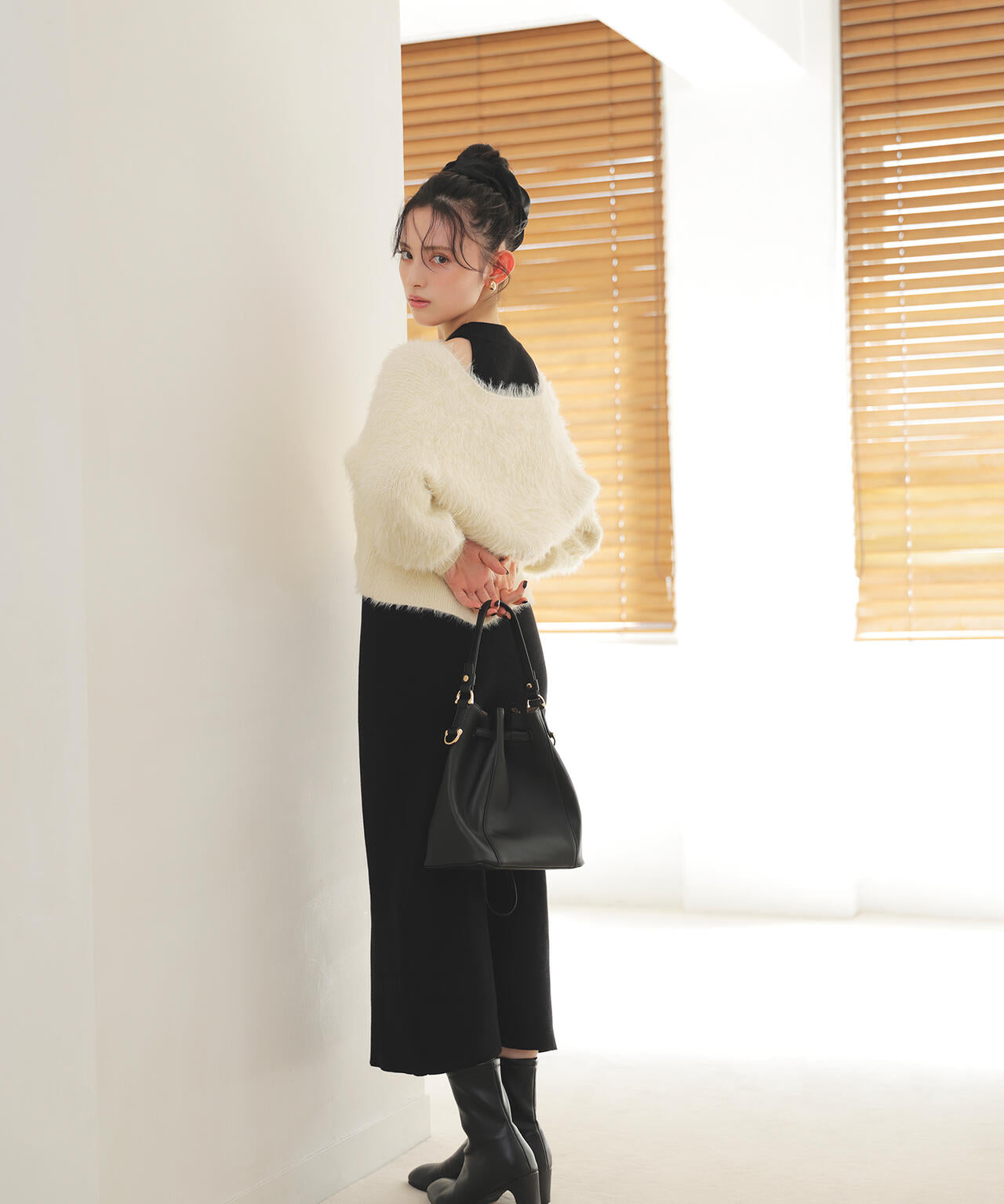 シャギーカーデセットニットワンピース