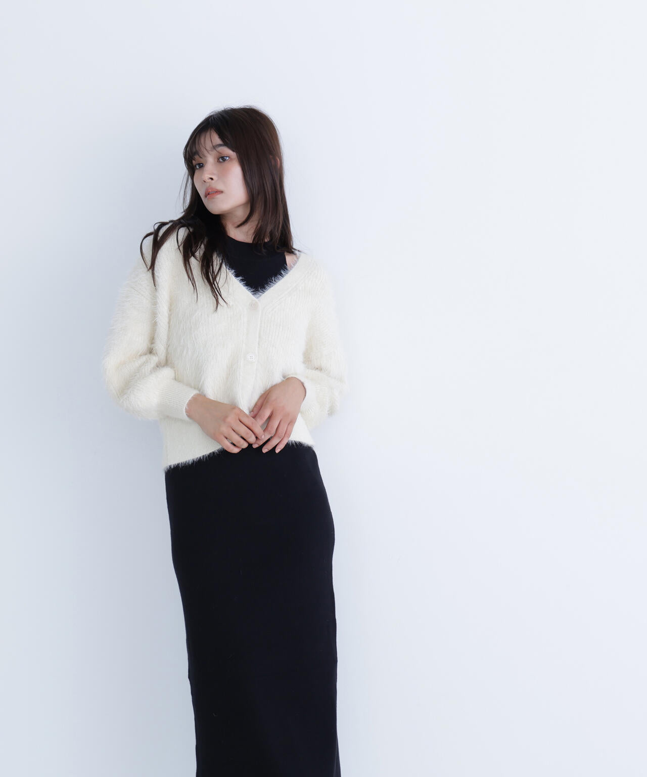 シャギーカーデセットニットワンピース