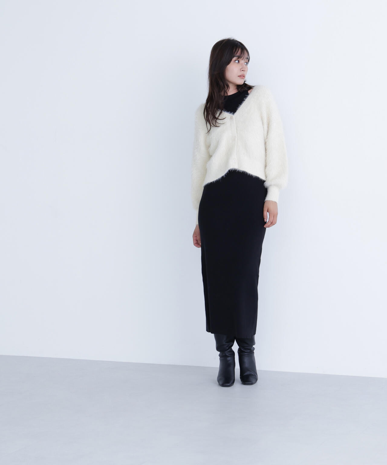 シャギーカーデセットニットワンピース