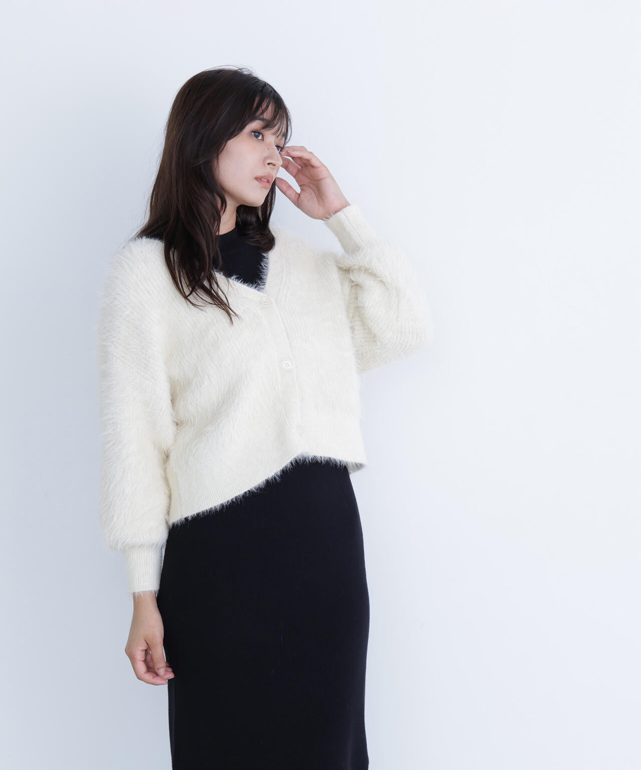 シャギーカーデセットニットワンピース