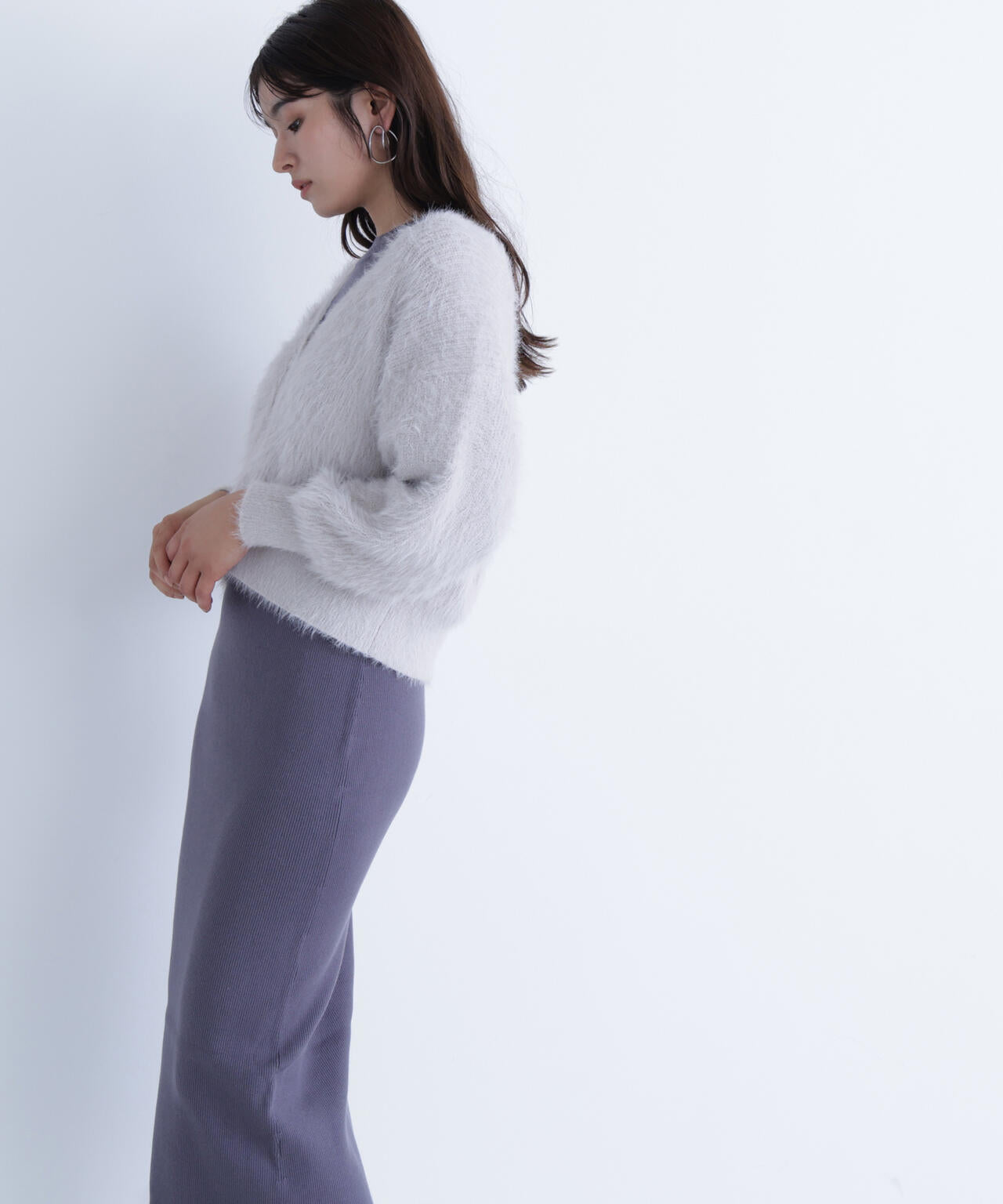 シャギーカーデセットニットワンピース