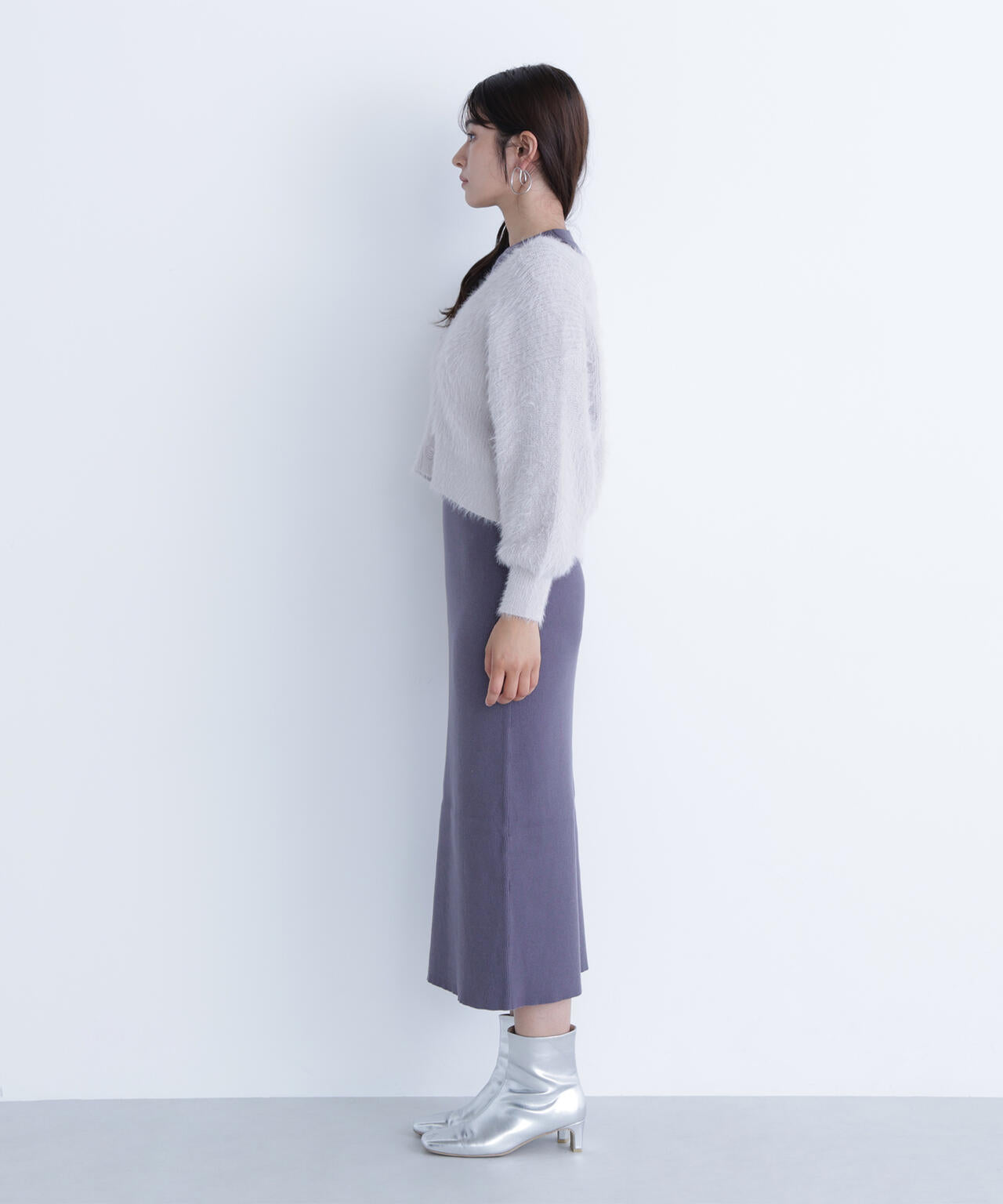 シャギーカーデセットニットワンピース