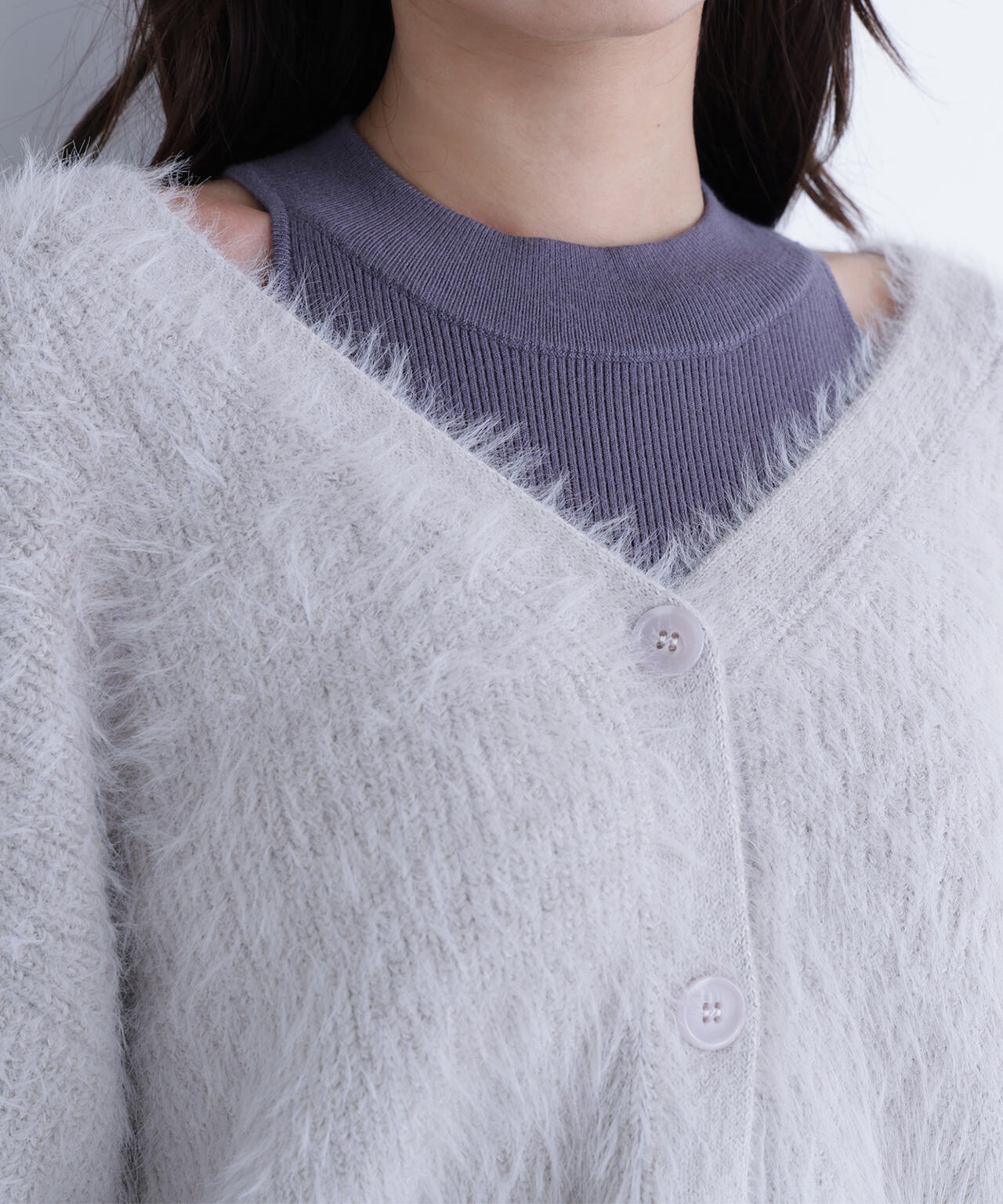 シャギーカーデセットニットワンピース