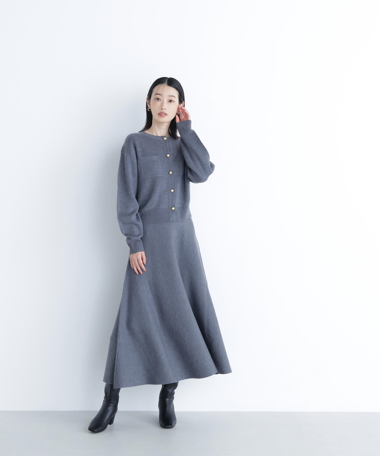 【Oggi掲載】【大宮ルミネ・mix.tokyo 限定カラー:ネイビー】ダブルフェイスニットセットアップ