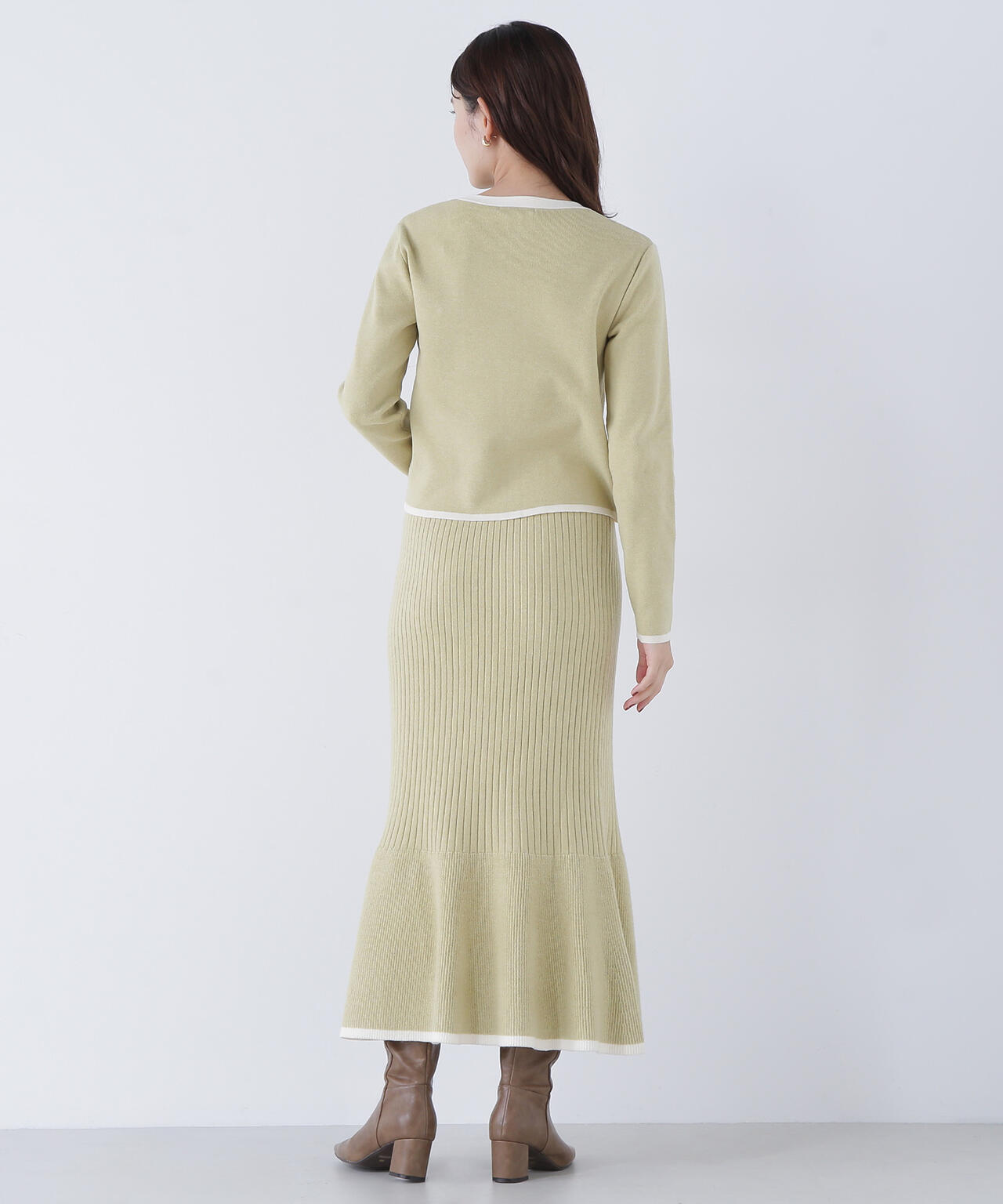 バイカラーニットジャケット&スカート